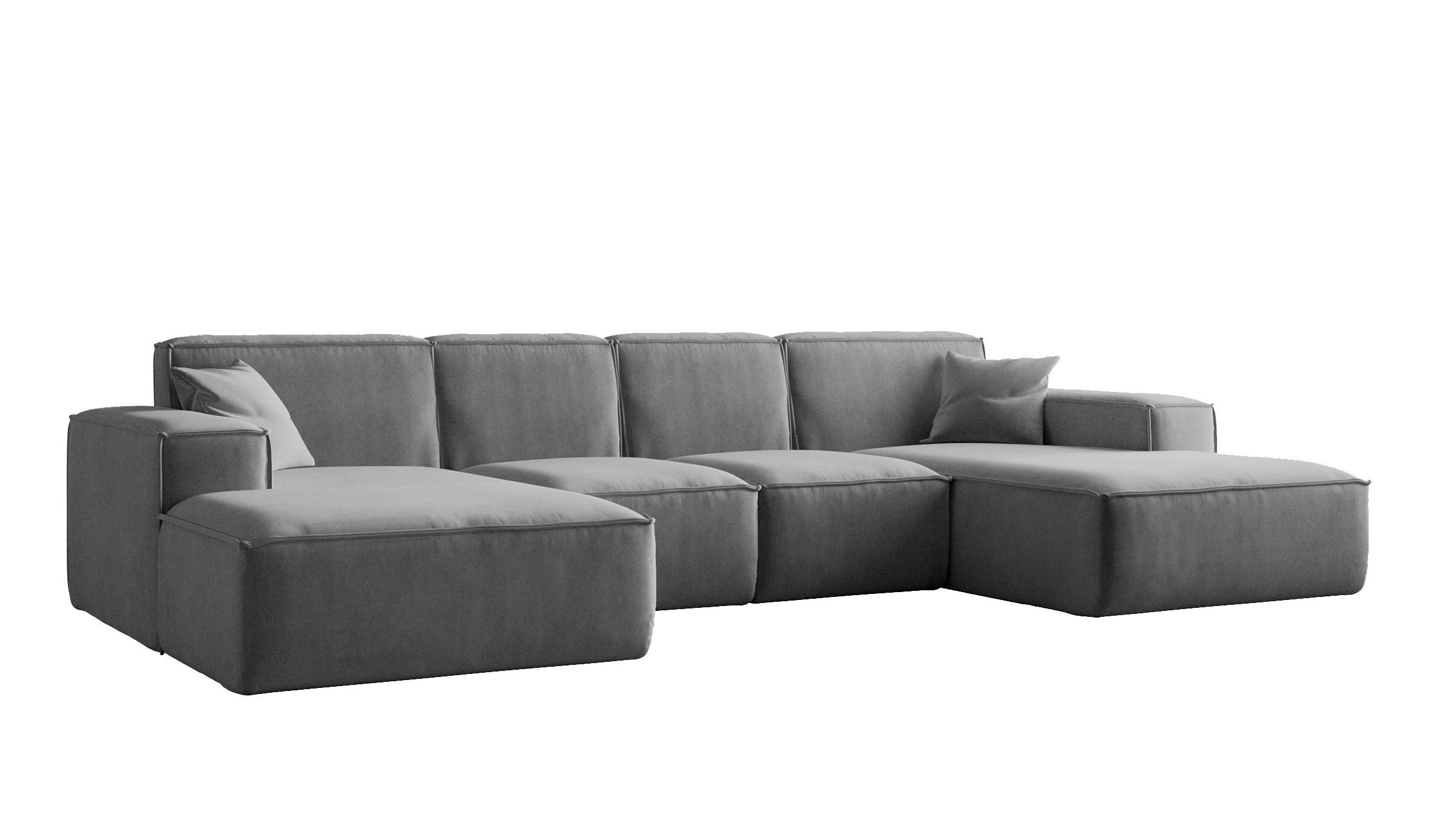 ECKSOFA U-Form Siena, U-förmiges Ecksofa, Stoff Salvador Grau - Grau, Holz/Textil (344/165cm) - Kaiser Möbel