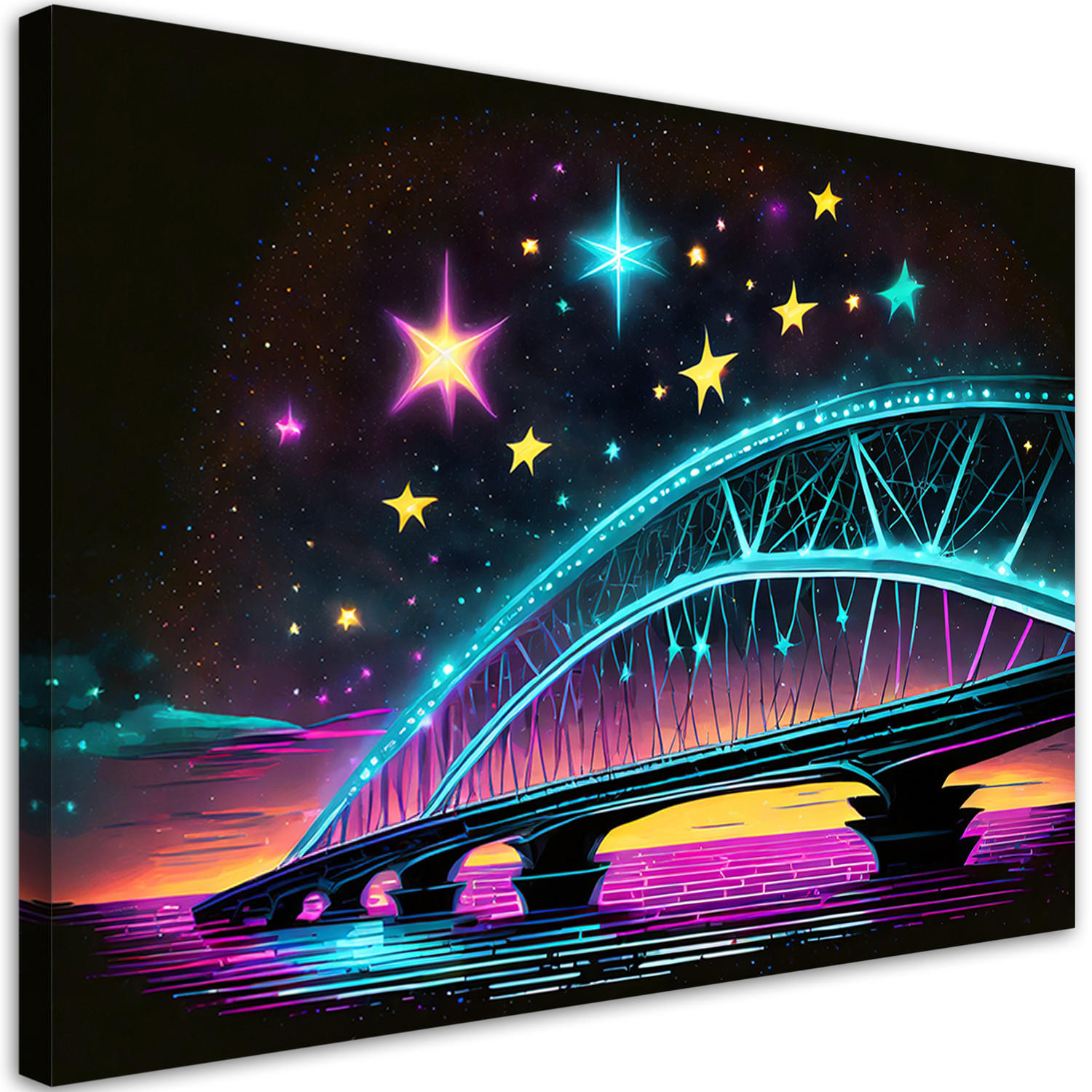 WANDBILD brücke architektur neon - Multicolor, Textil (60/40cm) - Feeby