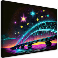 WANDBILD brücke architektur neon - Multicolor, Textil (60/40cm) - Feeby