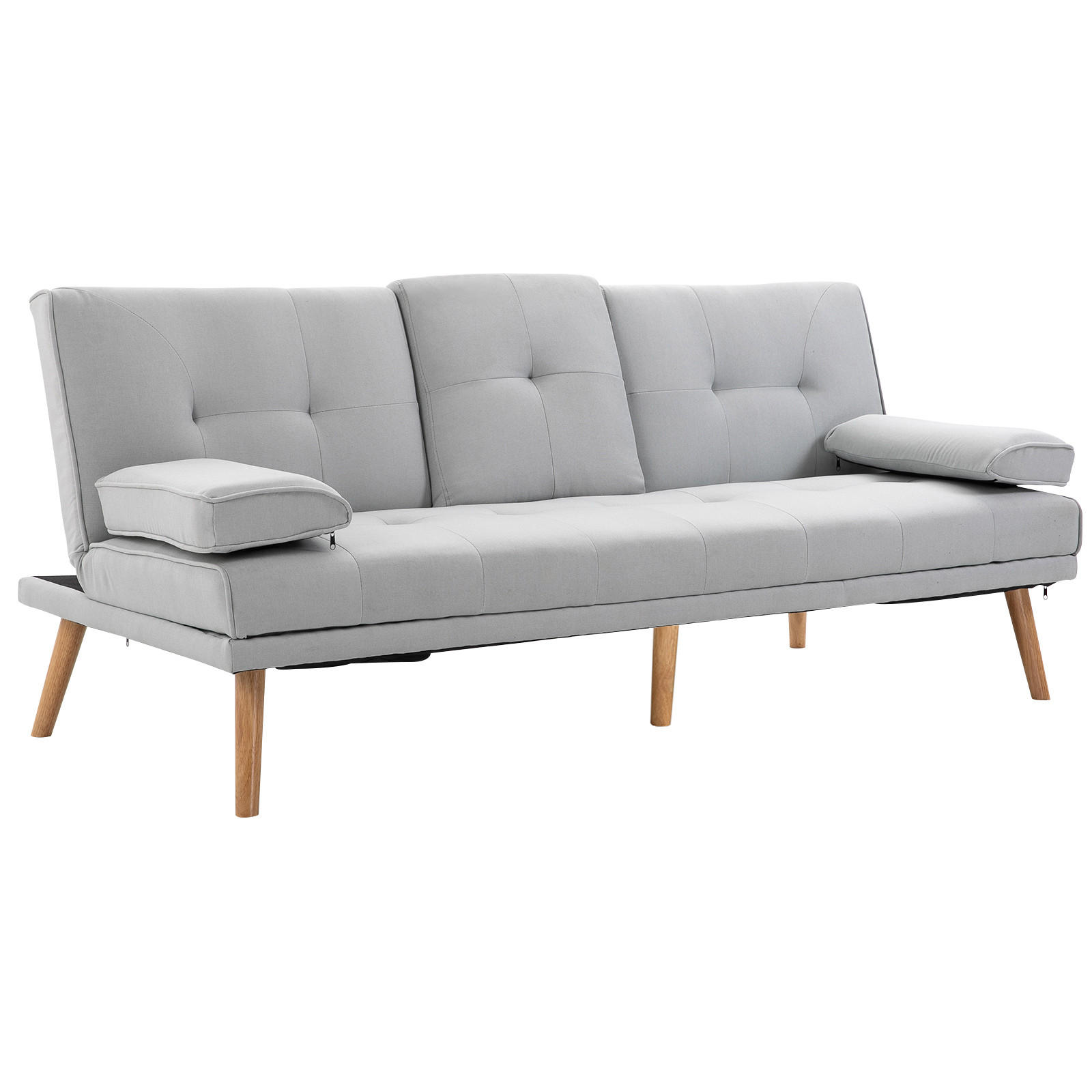 SCHLAFSOFA, Leinen, Schaumstoff Hellgrau - Hellgrau, Textil (77/78/181cm) - HOMCOM