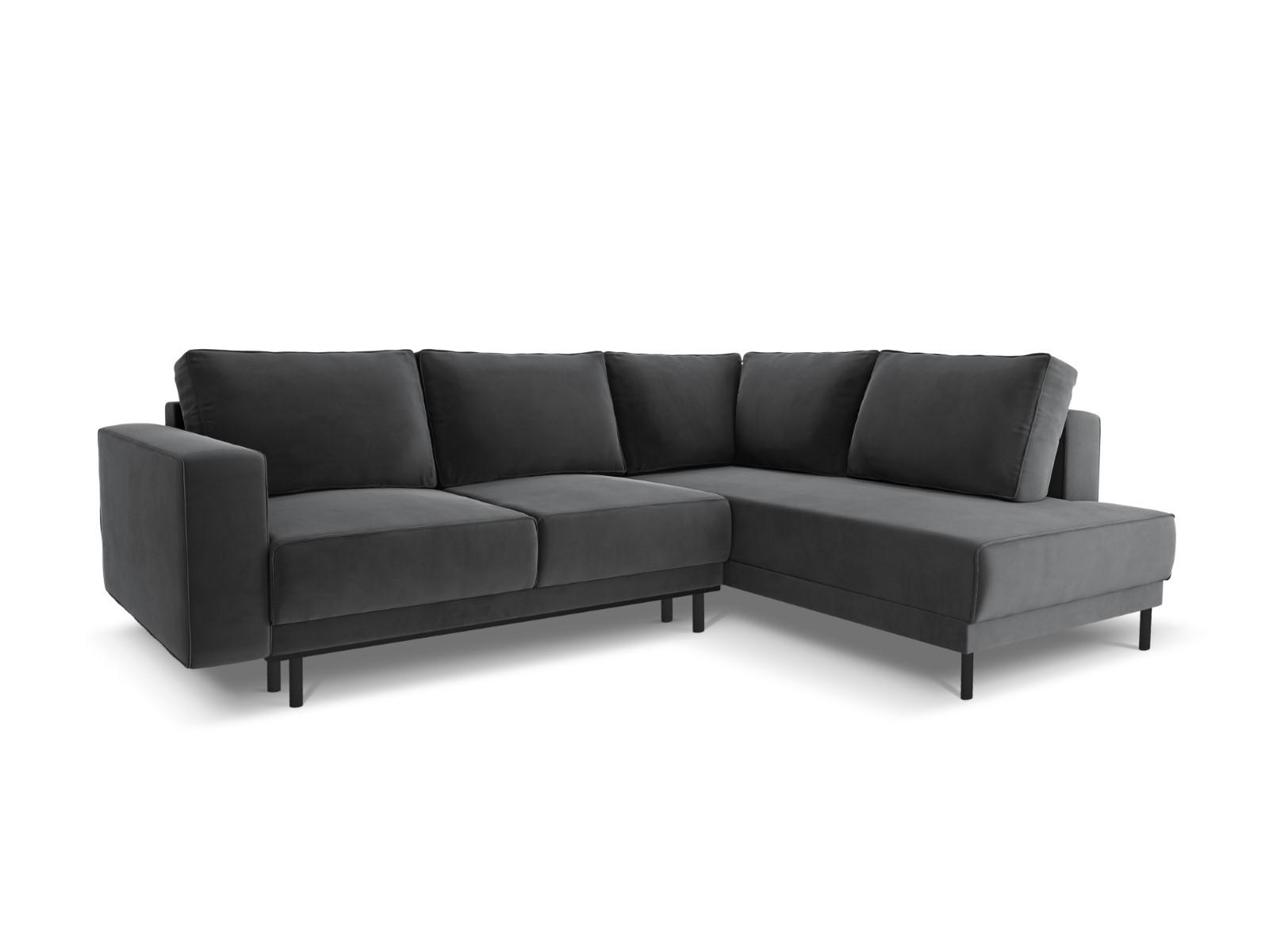 AUSKLAPPBARES-ECKSOFA rechts Caro aus Samt grau 5 Sitzplätze - Grau, Textil (187/247cm) - Micadoni
