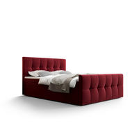 BOXBETT MANHATTAN mit Matratze H3, Bonell und Topper 140x200 Monolith 59 - Rot, Holz/Textil (140/200cm) - Bedante
