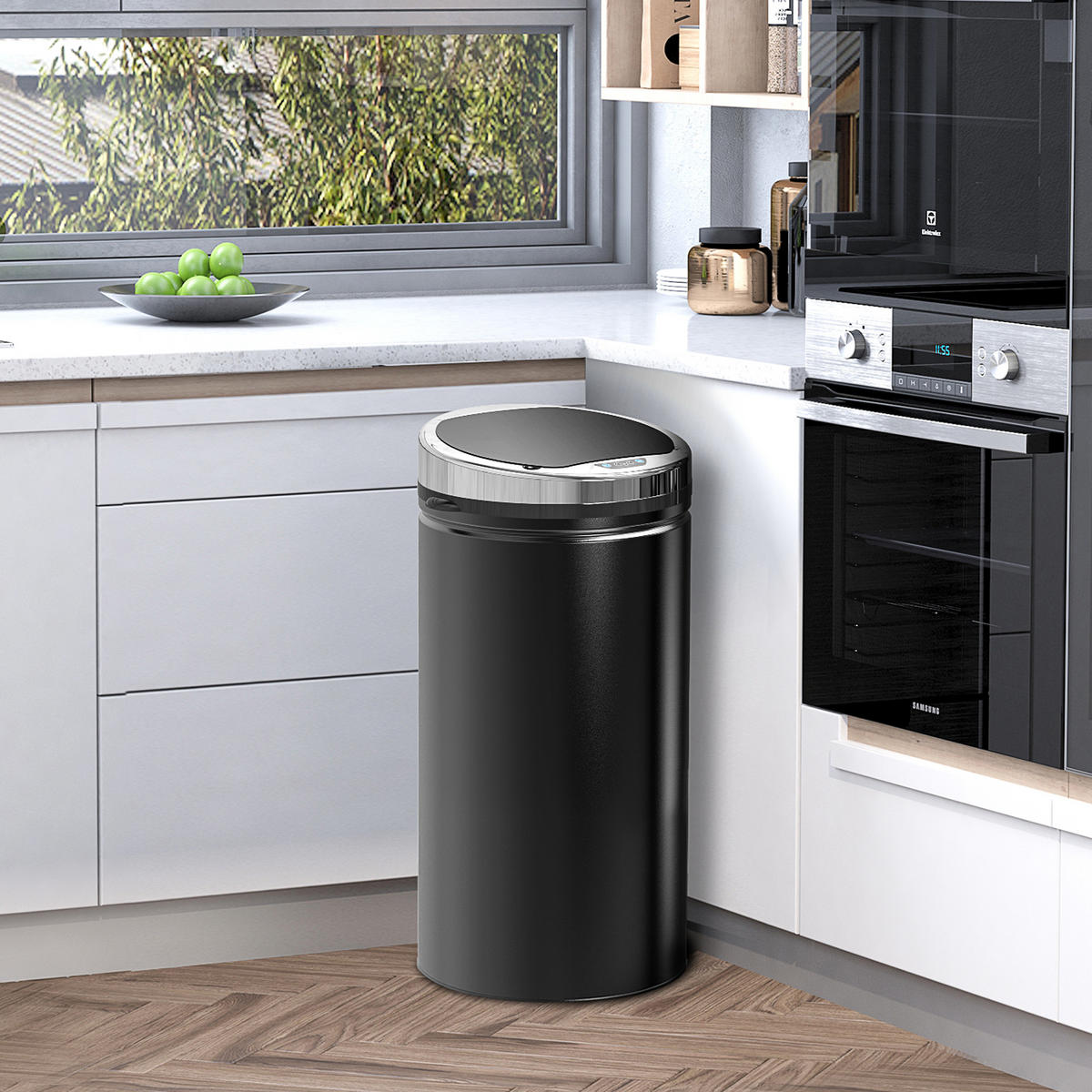 MÜLLEIMER Schwarz 30.5/30.5/68.0 cm - Schwarz, Metall (30.5/68/30.5cm) - HOMCOM