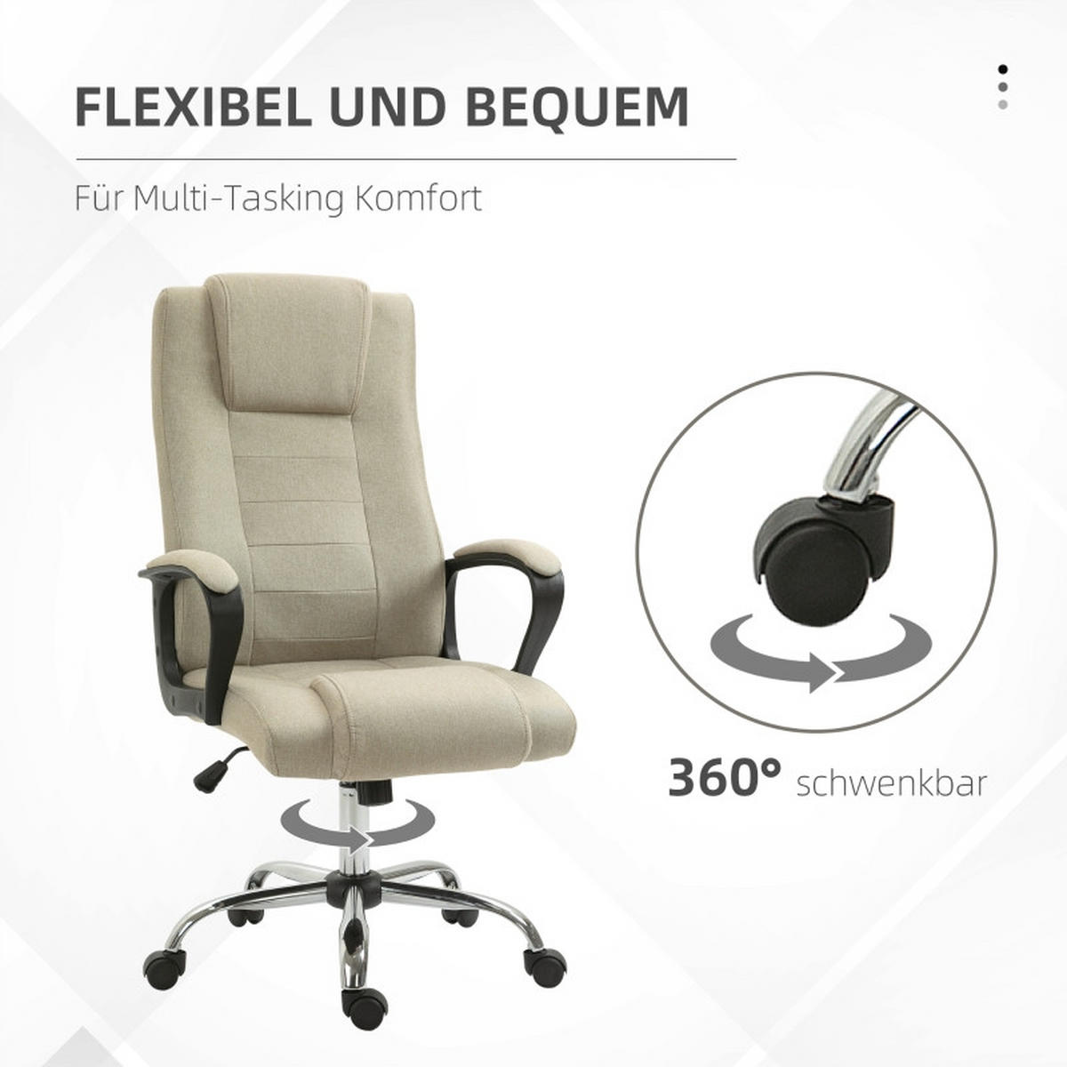 DREHSTUHL 76/62/110-119 cm Beige aus Polyester mit Wippfunktion - Beige, Kunststoff (62/119/76cm) - OKWISH