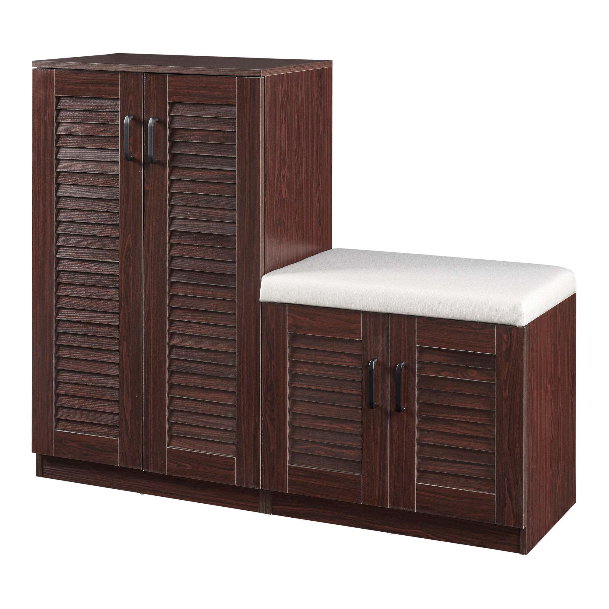 SCHUHSCHRANK Løten mit Sitzbank - Wengefarben, Holzwerkstoff (120/97/36cm) - [en.casa]