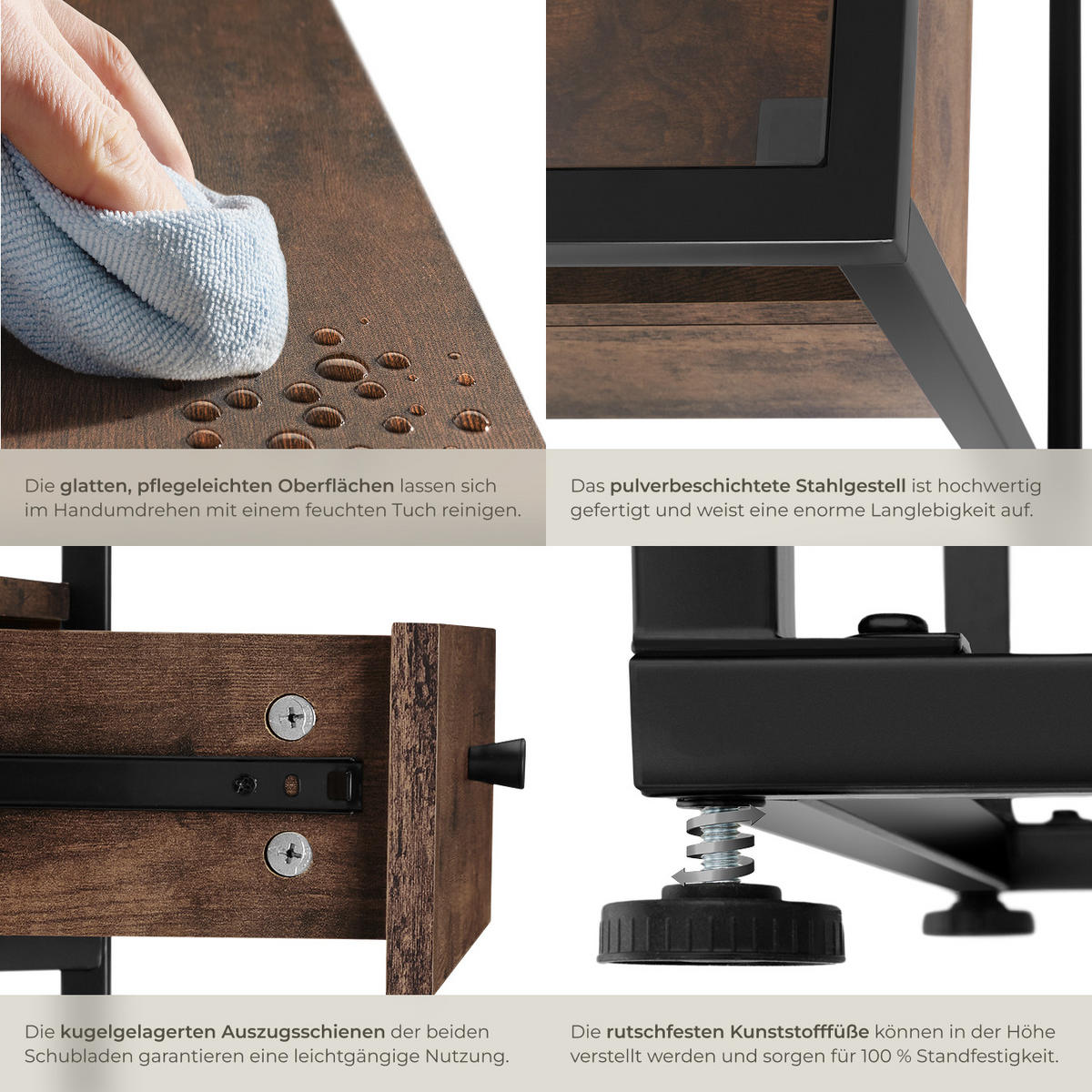 LOWBOARD Maidenhead,121,5 x 41,5 x 50,5 cm,Industrial Holz dunkel, rustikal - Rostfarben, Holzwerkstoff (41.5/50.5/121.5cm) - tectake