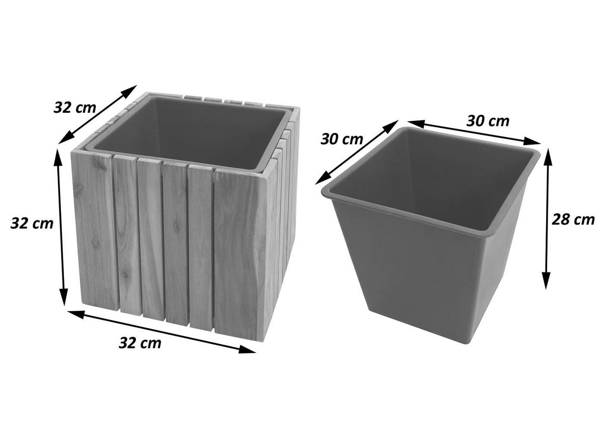 PFLANZKASTEN Braun, Schwarz - Schwarz/Braun, Holz (32/32/32cm) - MCW