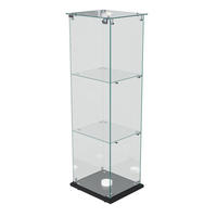 VITRINE mit LED, abschließbar & schwarzem Sockel, 123,3x39,8x35cm - Schwarz, Glas (35/123.3/39.8cm) - SHOPENTRA
