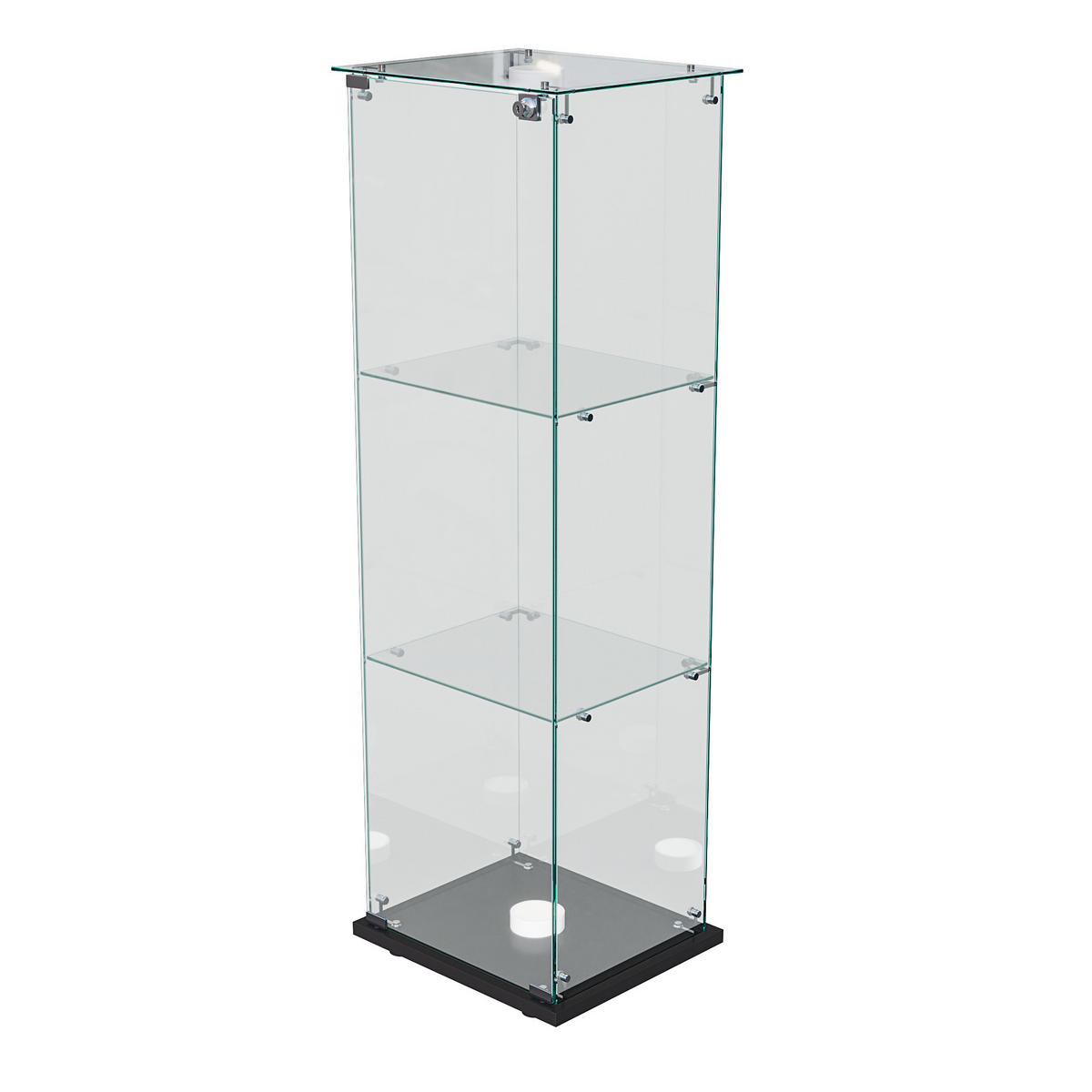 GLASVITRINE 125x42x36 cm 1 Tür 3 Einlegeböden LED Touch schwarz - Schwarz, Holz (39.8/123.5/35cm) - LEBENLANG
