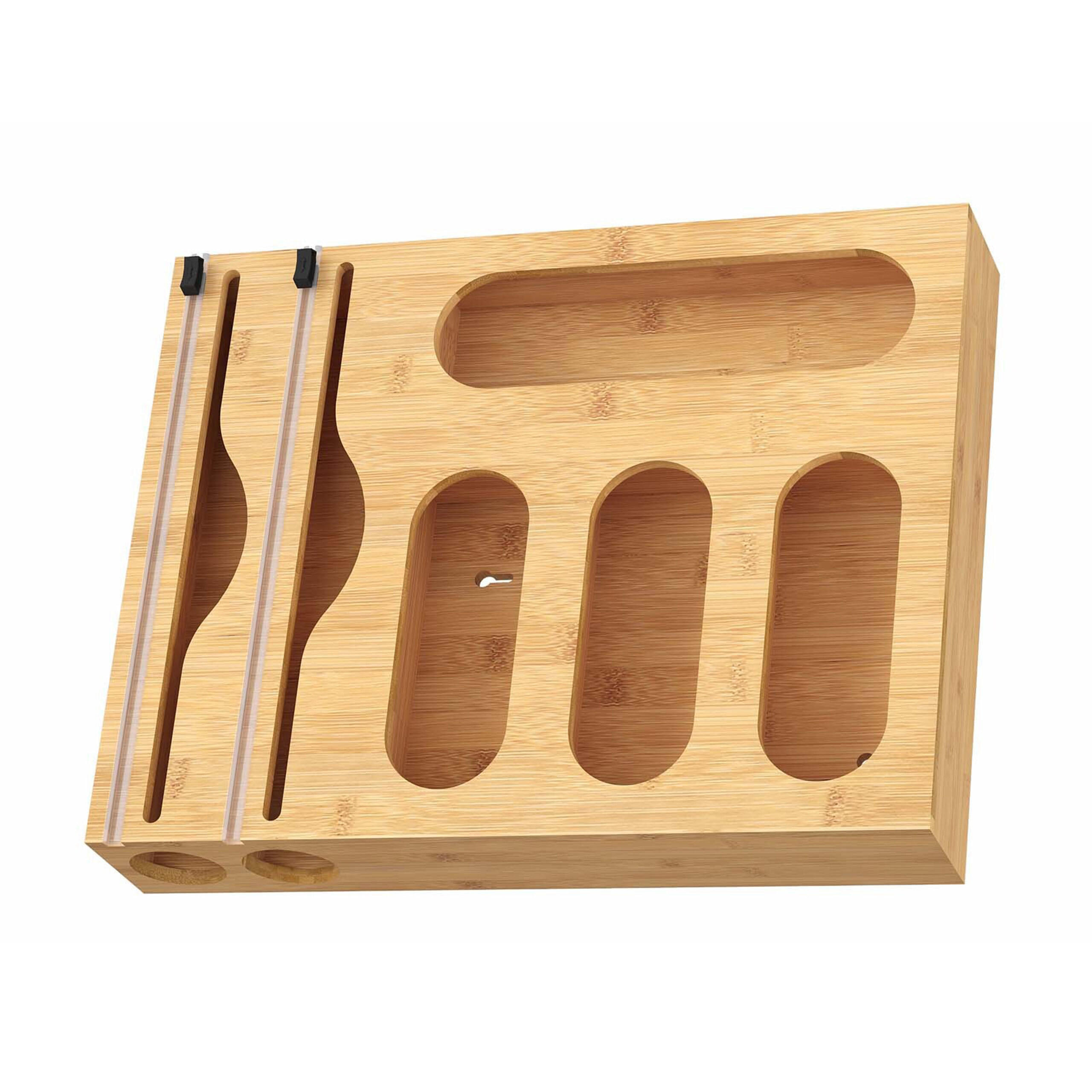 FOLIENSPENDER - Hellbraun, Holz/Kunststoff (33.5/43.5/7.5cm) - Relaxdays