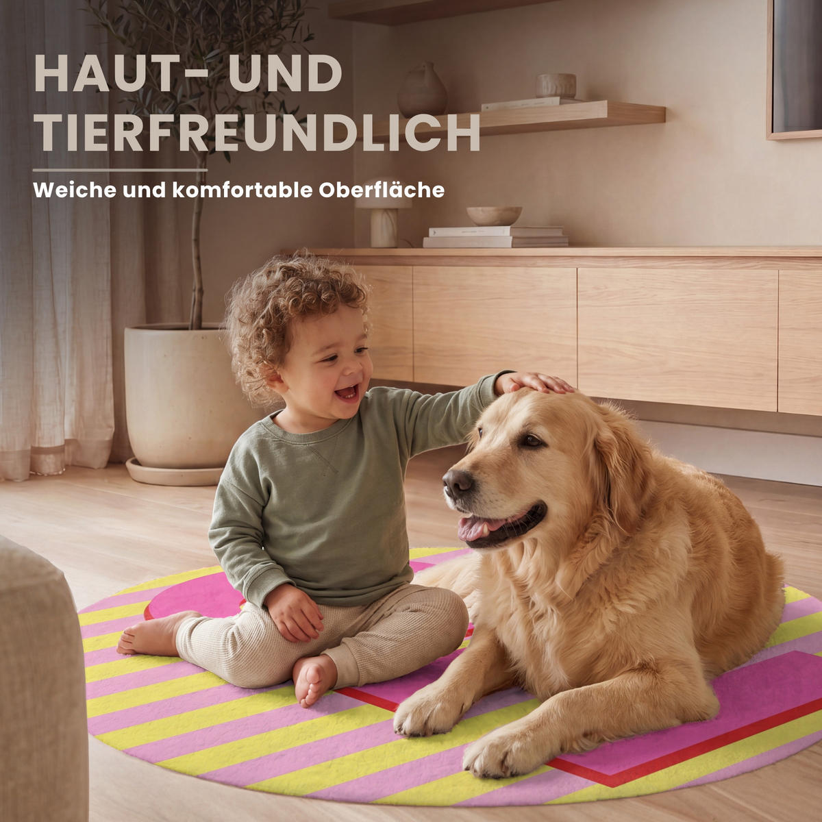 TEPPICH - Text - Streifen - Rosa - 90x90 cm - Pink, Kunststoff/Textil (90/0.4cm) - OnlyWow