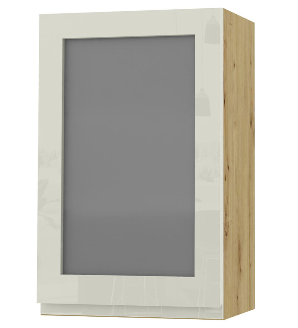 HÄNGESCHRANK Florence W2S/45 Eiche Artisan / RAL 1013 perlweiß HG 45 / 32,5 / 72cm - Türanschlag rechts - Weiß Hochglanz/Eiche Artisan, Holz/Holzwerkstoff (45/72/32.5cm) - Feldmann-Wohnen