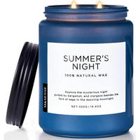 DUFTKERZE Sommernacht 550g Sojawachs mit 2 Dochten - Blau, Paraffin (13cm)
