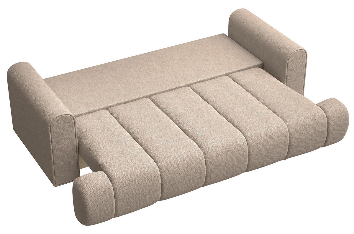 3-SITZER-SOFA Dandelino Beige mit Schlaffunktion - Beige/Schwarz, Kunststoff/Textil (250/90/112cm) - Selsey