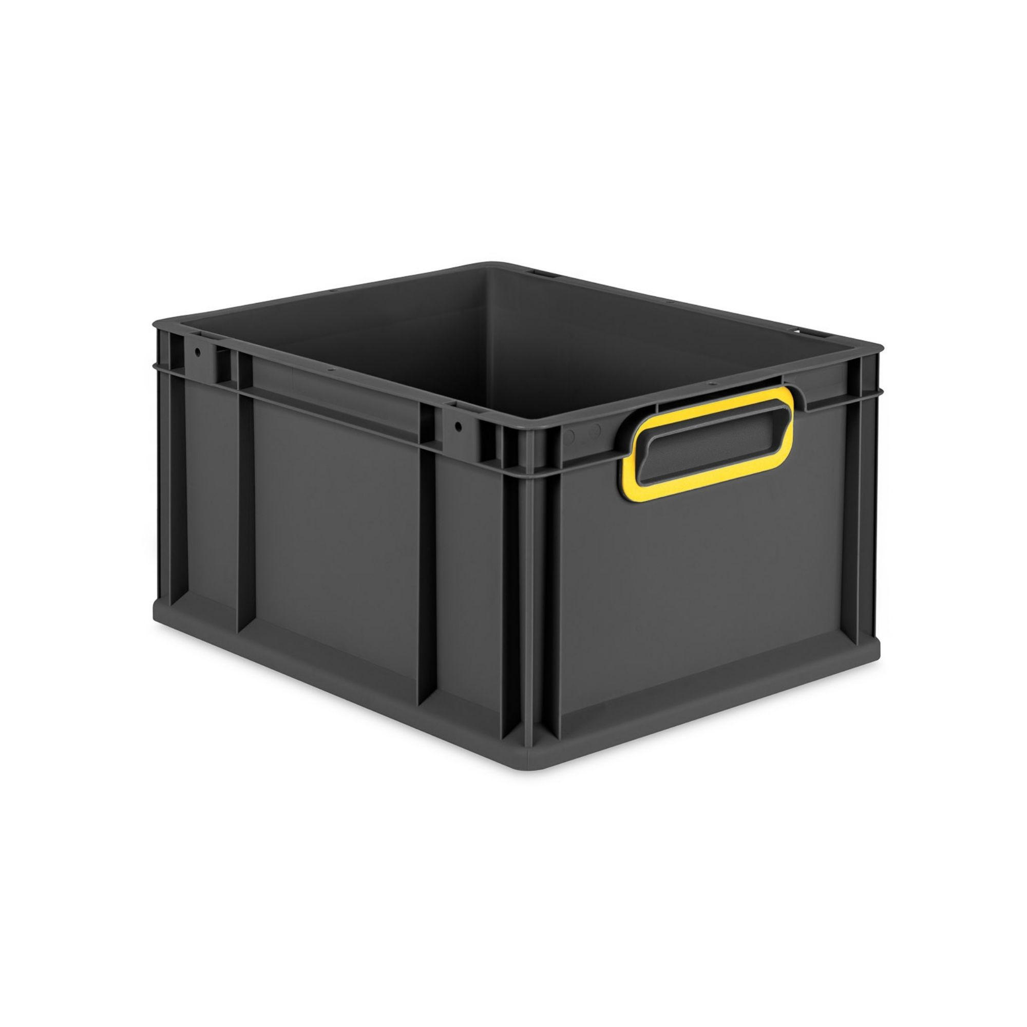 EUROBOX NextGen Color 22x30x40 cm 20 Liter Griffe gelb zu, Schwarz - Gelb/Schwarz, Kunststoff (30/22/40cm) - PROREGAL