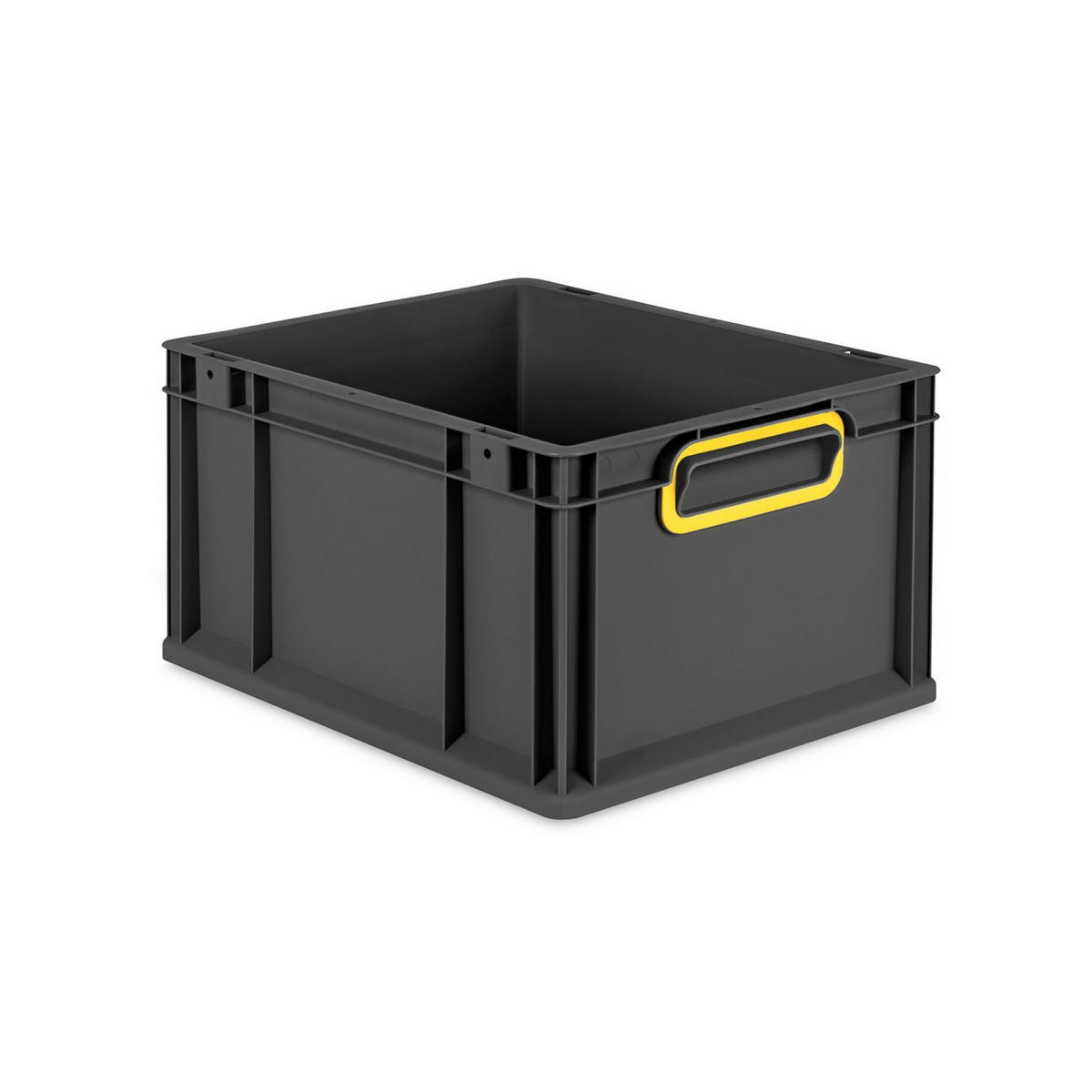 EUROBOX NextGen Color 22x30x40 cm 20 Liter Griffe gelb zu, Schwarz - Gelb/Schwarz, Kunststoff (30/22/40cm) - PROREGAL