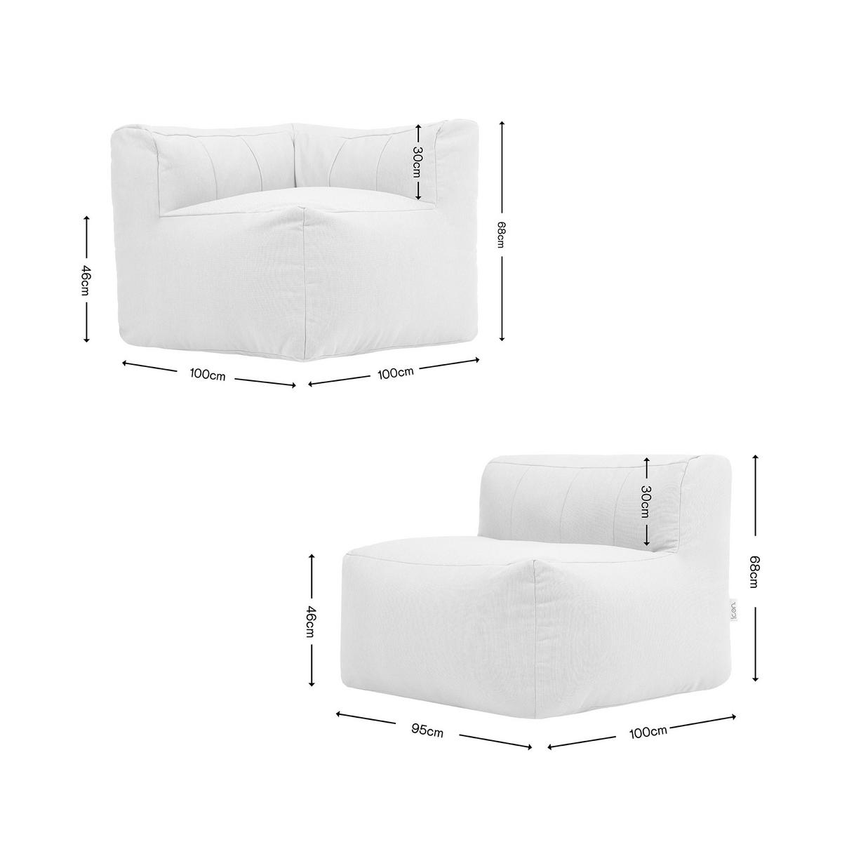 SITZSACK-SOFA Outdoor 3 tlg.: Ecksessel, 2 Sessel - Beige, Textil (290/68/100cm) - icon