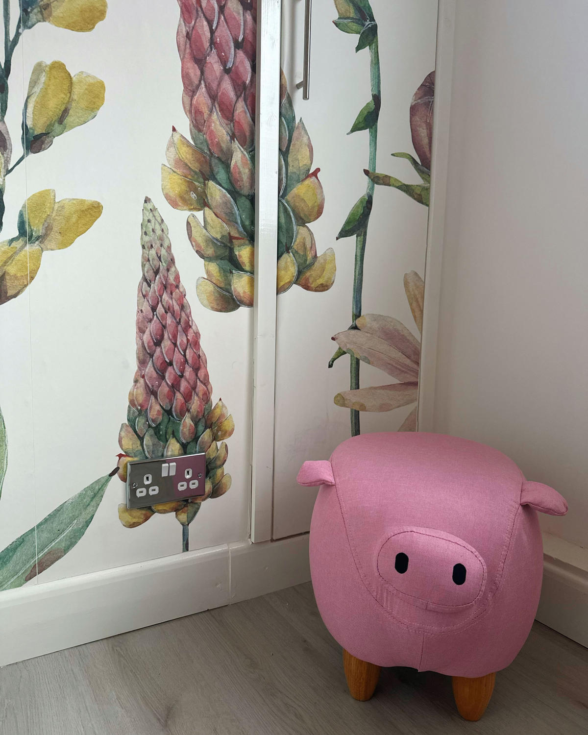 HOCKER Piggy 32/50/35 cm - Pink, Kunststoff/Textil (50/35/32cm) - Beliani