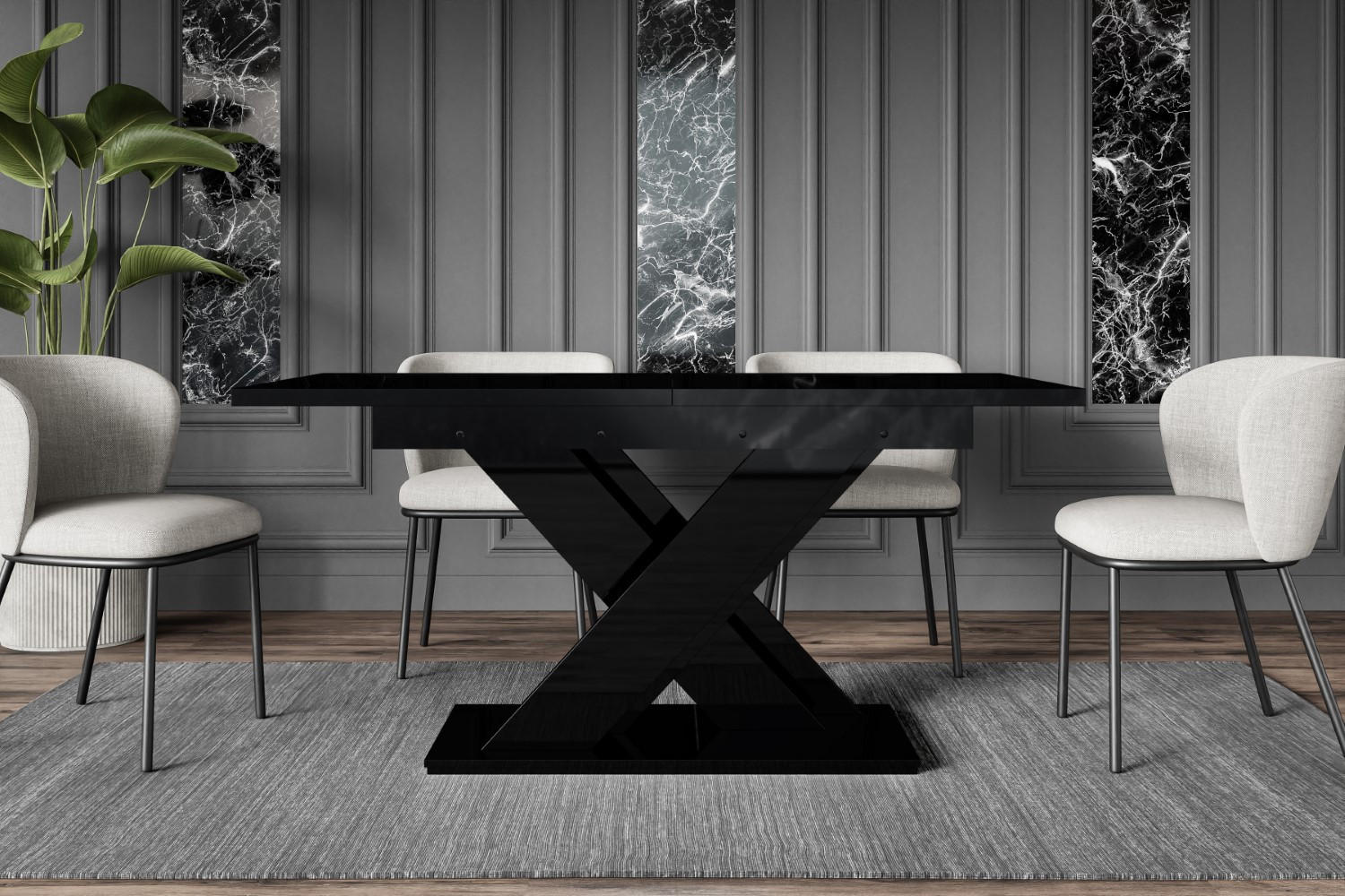 ESSTISCH ausziehbar 140 -180x80x75 cm - Schwarz Hochglanz - RONX - Schwarz Hochglanz, Holzwerkstoff (140/80/75cm) - ALTDECOR