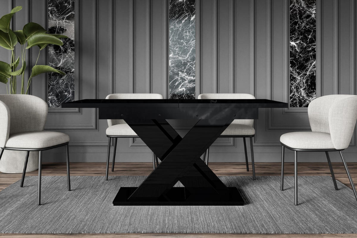 ESSTISCH ausziehbar 140 -180x80x75 cm - Schwarz Hochglanz - RONX - Schwarz Hochglanz, Holzwerkstoff (140/80/75cm) - ALTDECOR