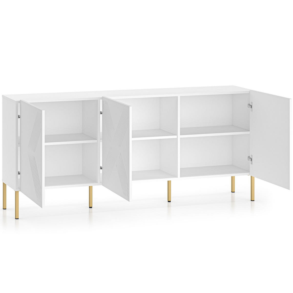 TÜRKOMMODE NEBRO,Weiß - Weiß, Holzwerkstoff (170/77/37cm) - KONSIMO®
