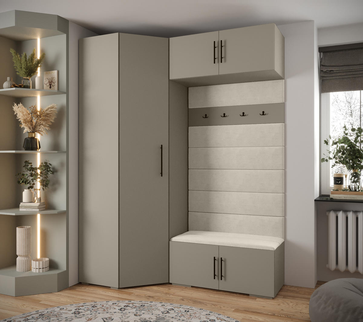 GARDEROBEN-SET 236,7/181,7/47 - Kaschmir/Beige, Holz/Metall (181.7/236.7/47cm) - Abiks Möbel