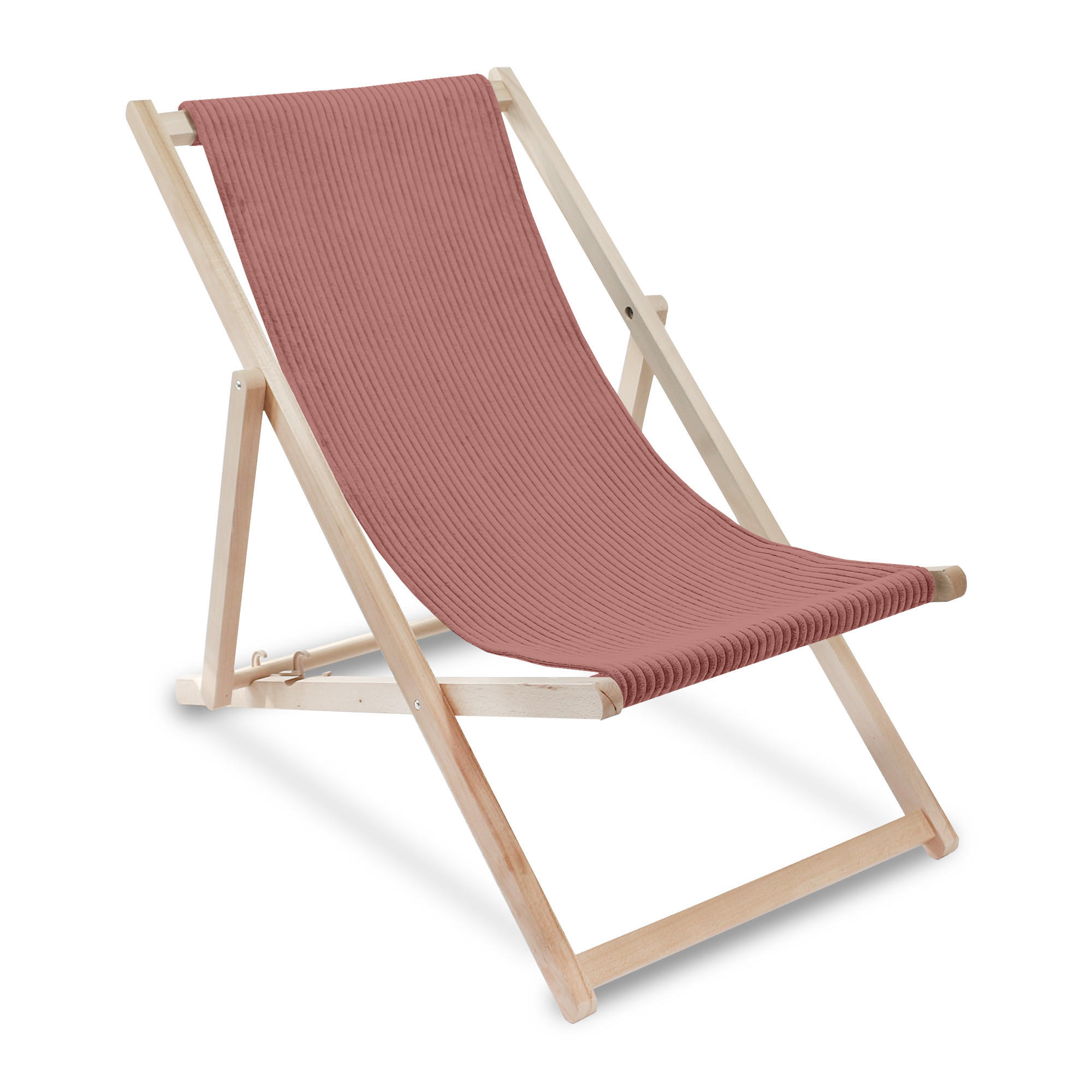 HOLZLIEGESTUHL klappbar Buchenholz Cord-Gewebe Ginger Spice M - Rosa, Holz/Textil (54/85/92cm) - Dreamroots