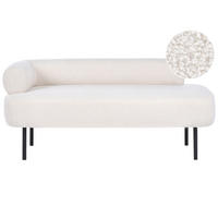 ČALOUNĚNÉ LEHÁTKO CHAISE LONGUE LEVOSTRANNÉ Bouclé Krémově bílé Mirmande - bílá/černá, textil (153/65/70cm) - Beliani