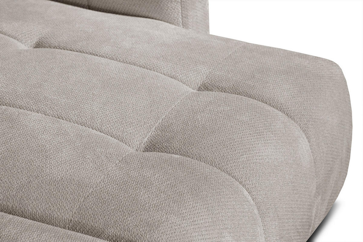 ECKSOFA KIMI 3-Sitzer, ausziehbarer Sitz, verstellbare Kopfstützen, beige - Beige/Schwarz, Holzwerkstoff/Textil (270/160cm) - Courtois Laville