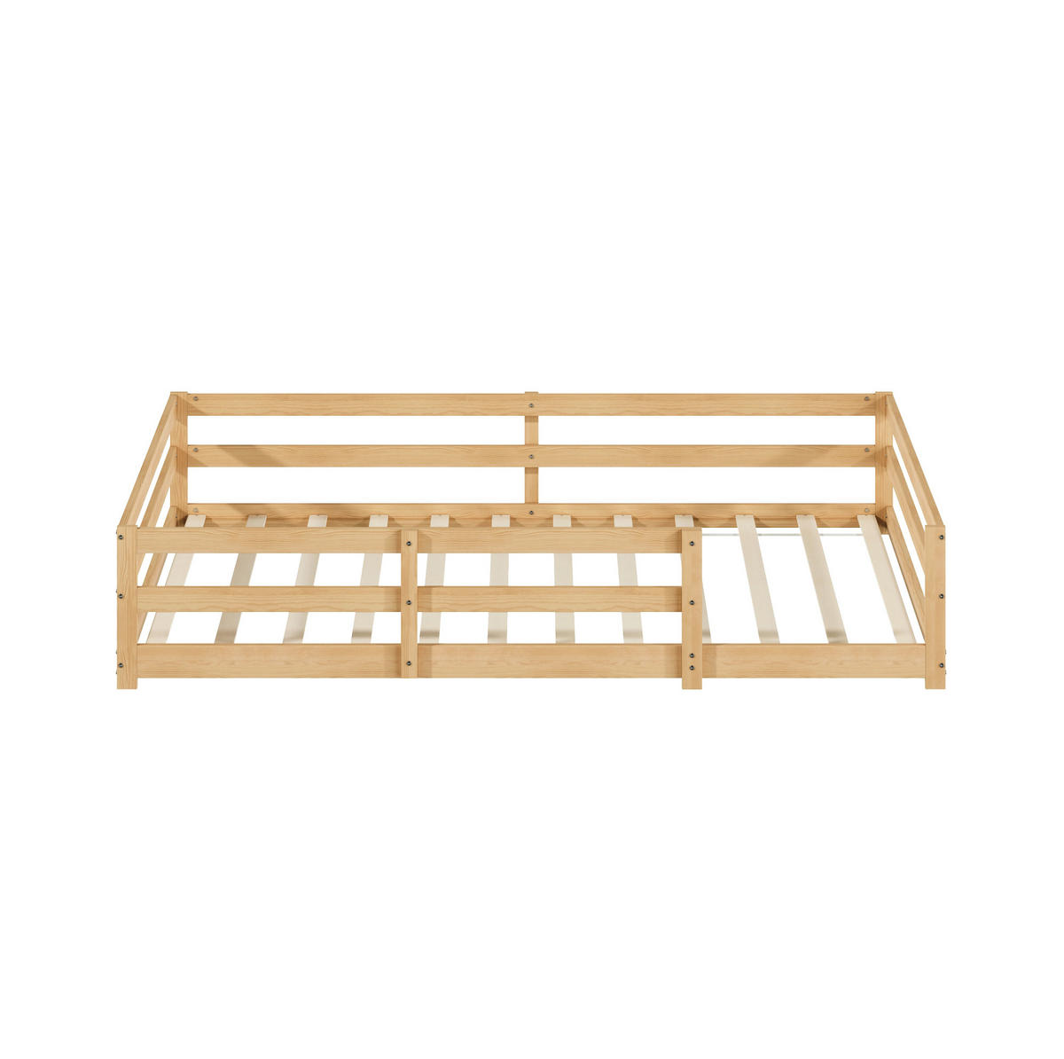KINDERBETT 140/200 cm aus Kiefer Massivholz mit 4-seitiger Umrandung Natur - Naturfarben, Holz (140/200cm) - Modenvie