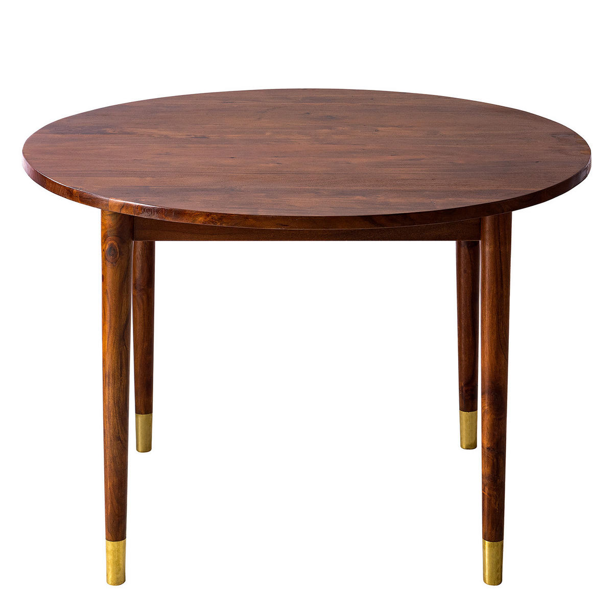 ESSTISCH - Akazie massiv / Metall - Akazie / Gold - Braun, Holz/Metall (110/110/76cm) - home24