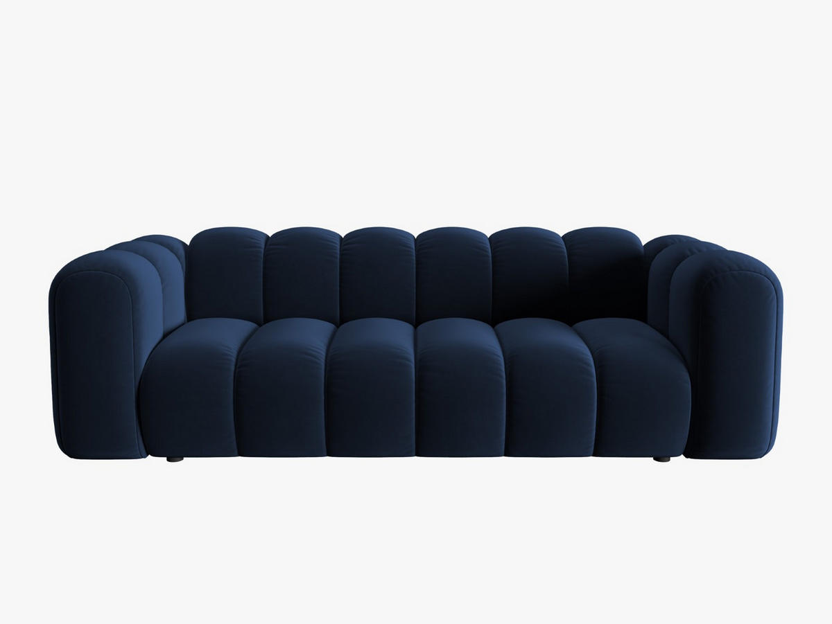 SOFA Lupine aus Samt königsblau 3 Sitzplätze - Dunkelblau, Textil (95/70/230cm) - Micadoni