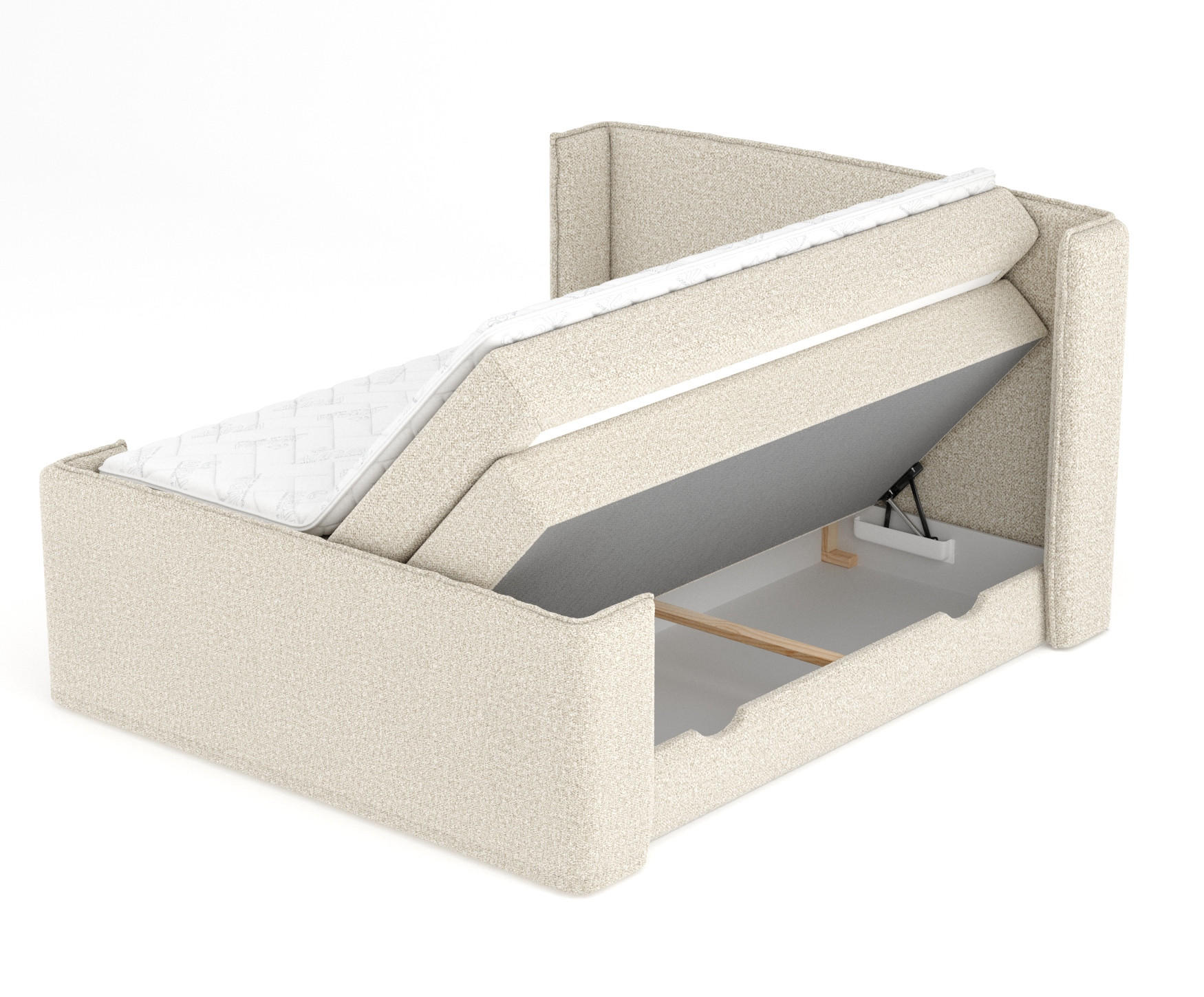BOXSPRINGBETT Freeland Beige 160/200 cm mit Matratze und Topper - Beige/Schwarz, Holz/Holzwerkstoff (160/200cm) - Maison de Reve