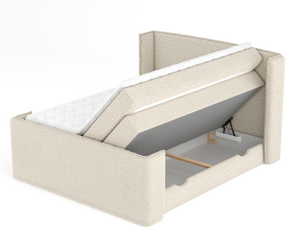 BOXSPRINGBETT Freeland Beige 140/200 cm mit Matratze und Topper - Beige/Schwarz, Holz/Holzwerkstoff (140/200cm) - Maison de Reve
