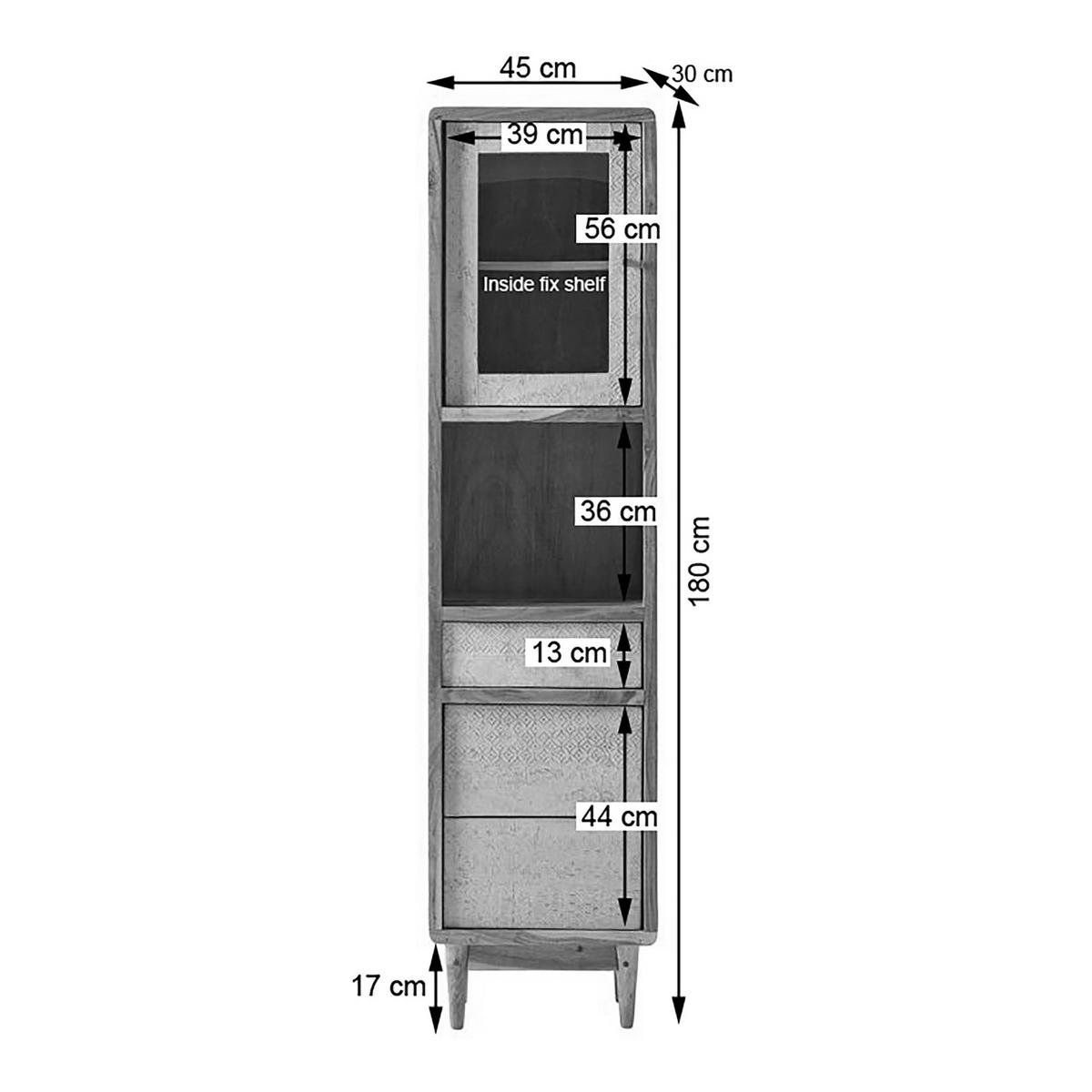 HOCHSCHRANK - Akazie massiv, Ecru / Akazie - Akaziefarben, Holz (45/180/30cm) - home24