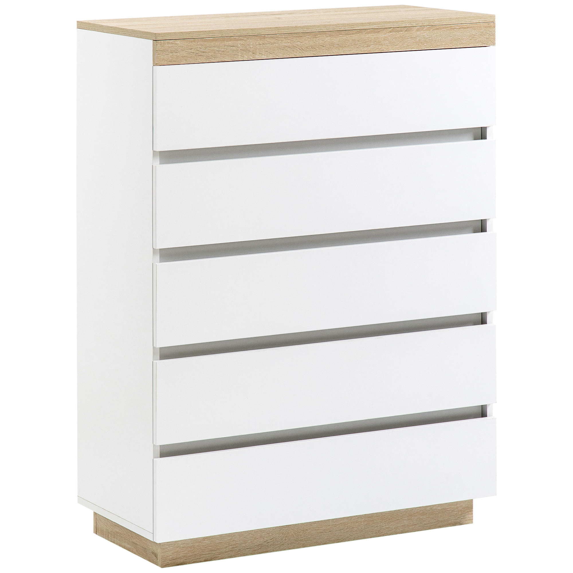 NACHTTISCH Weiß und Eiche 1 Stück - Weiß, Kunststoff (80/109/40cm) - GiPP