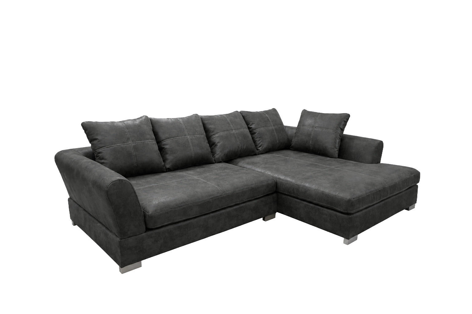 ECKSOFA L-Form, Möbelbezugsstoff Preston, Graphit, Rechts, ANNA - Graphitfarben, Holz (290/182cm) - Kaiser Möbel
