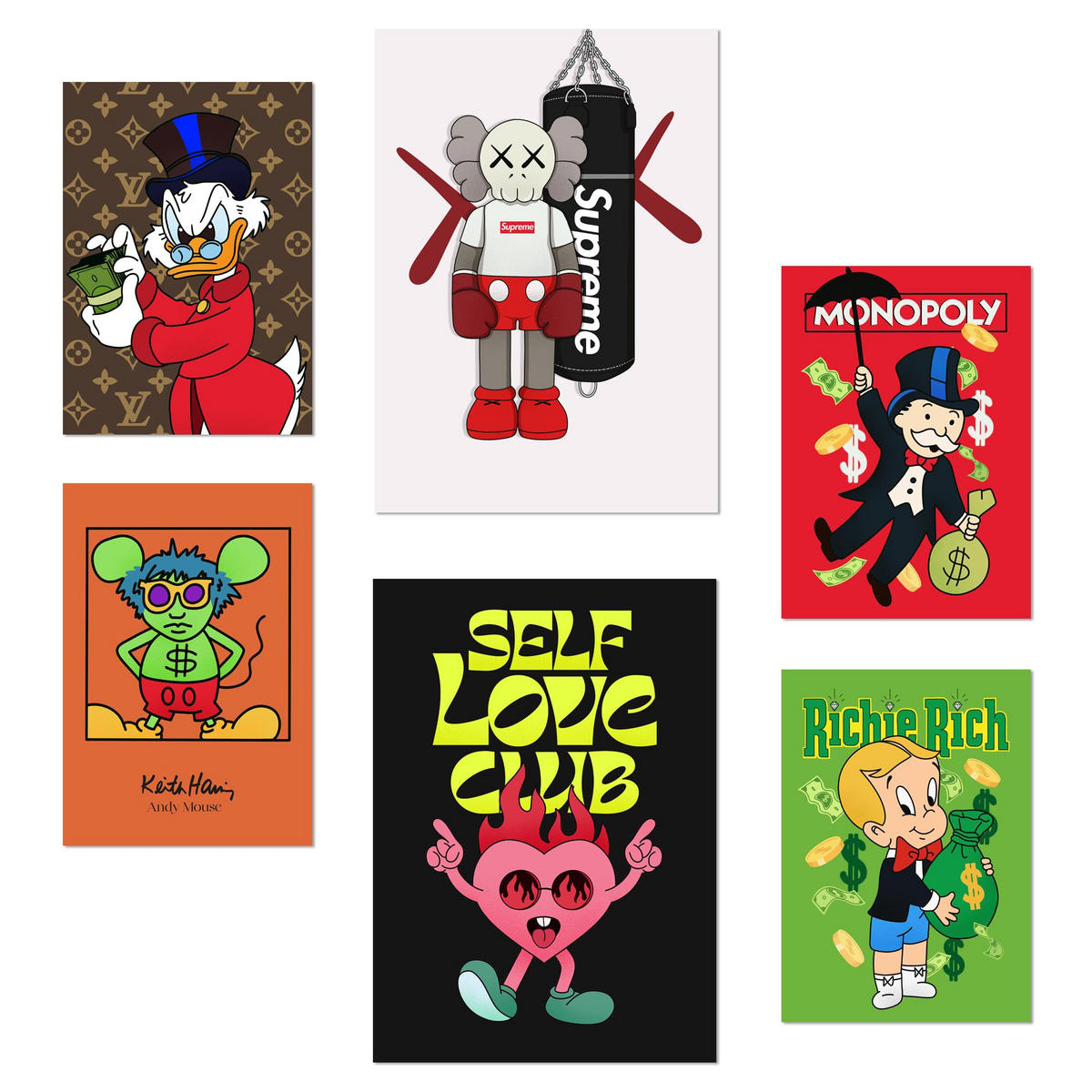 POSTER Set Mit 6 Ikonischer Monopoly Dinald Mongoly Humor A3 & A4 Rahmenlos - Klar, Papier (29/3cm) - Nacnic