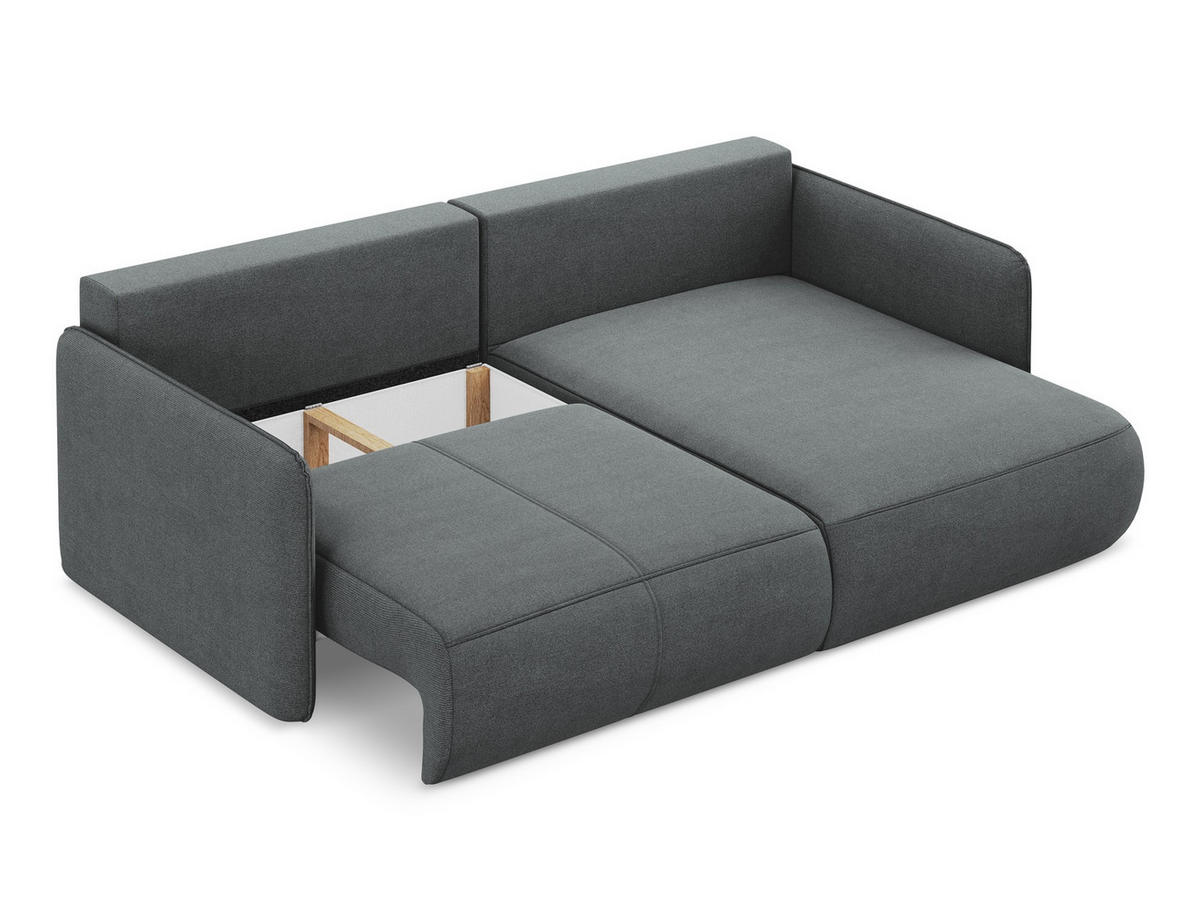 ECKSOFA mit Schlaffunktion Strukturstoff Stoff Grau - Schwarz/Grau, Kunststoff/Textil (207/148cm) - Makamii