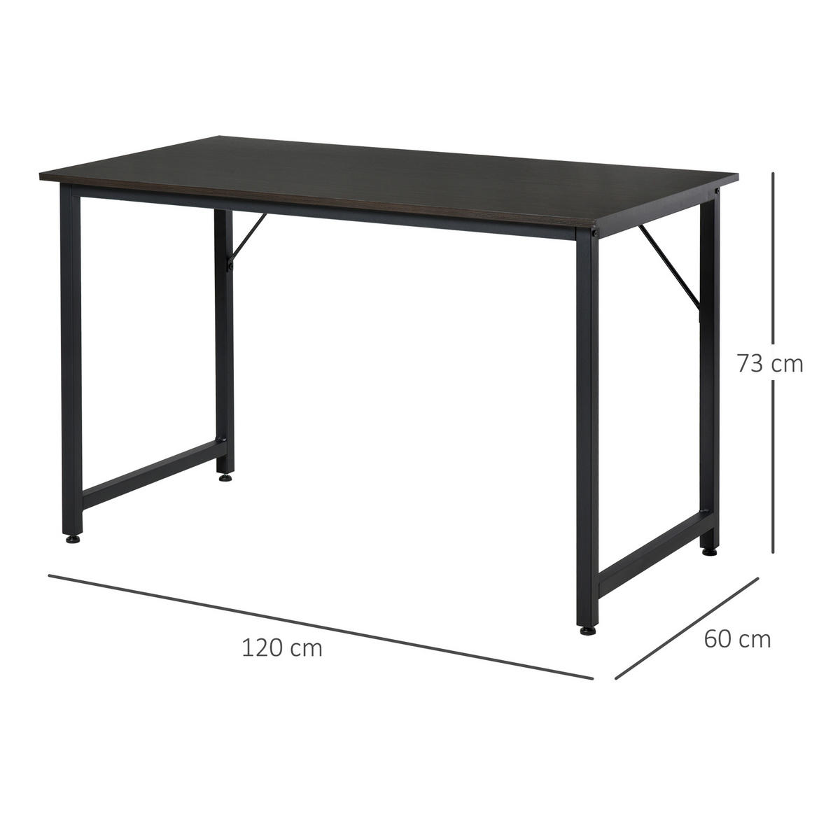 BÜROTISCH Holzmaserung, schwarz 1 Stück - Multicolor, Holzwerkstoff (130/58/73cm) - GiPP