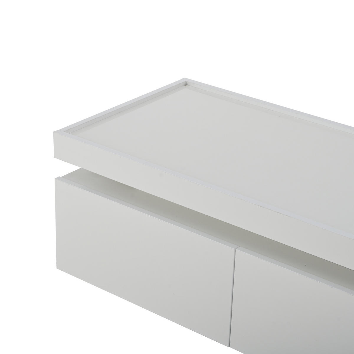 COUCHTISCH aus Spanplatte 95x45x35 cm in Weiß mit LED-Beleuchtung - Weiß, Holzwerkstoff (95/45/35cm) - Modfu
