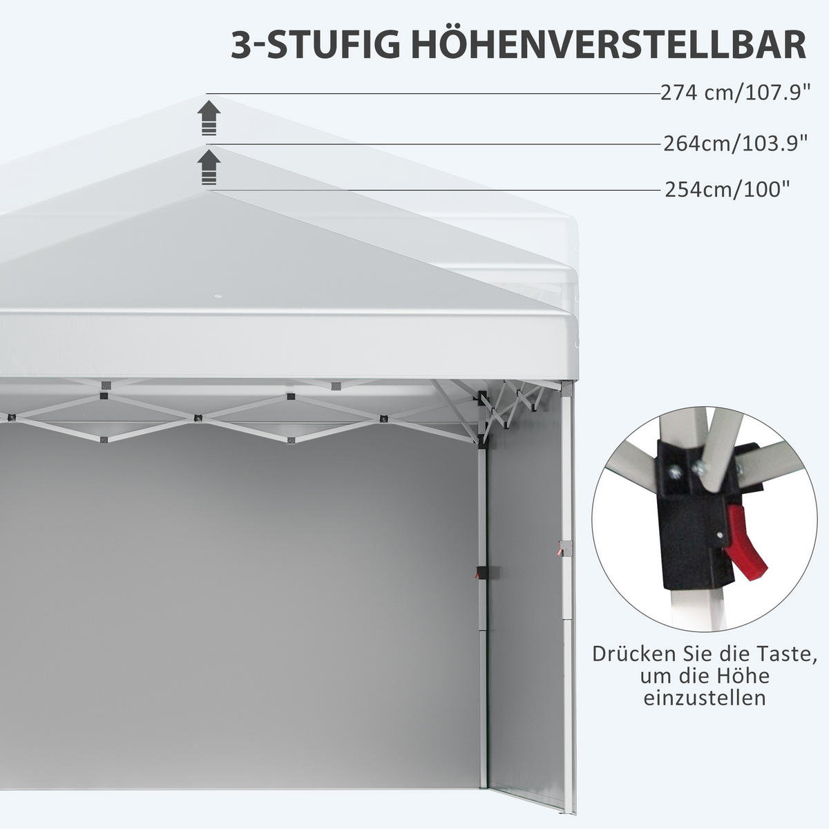 FALTPAVILLON, Stahl, Oxfordstoff, Hellgrau - Hellgrau, Metall (297/274/297cm) - Outsunny