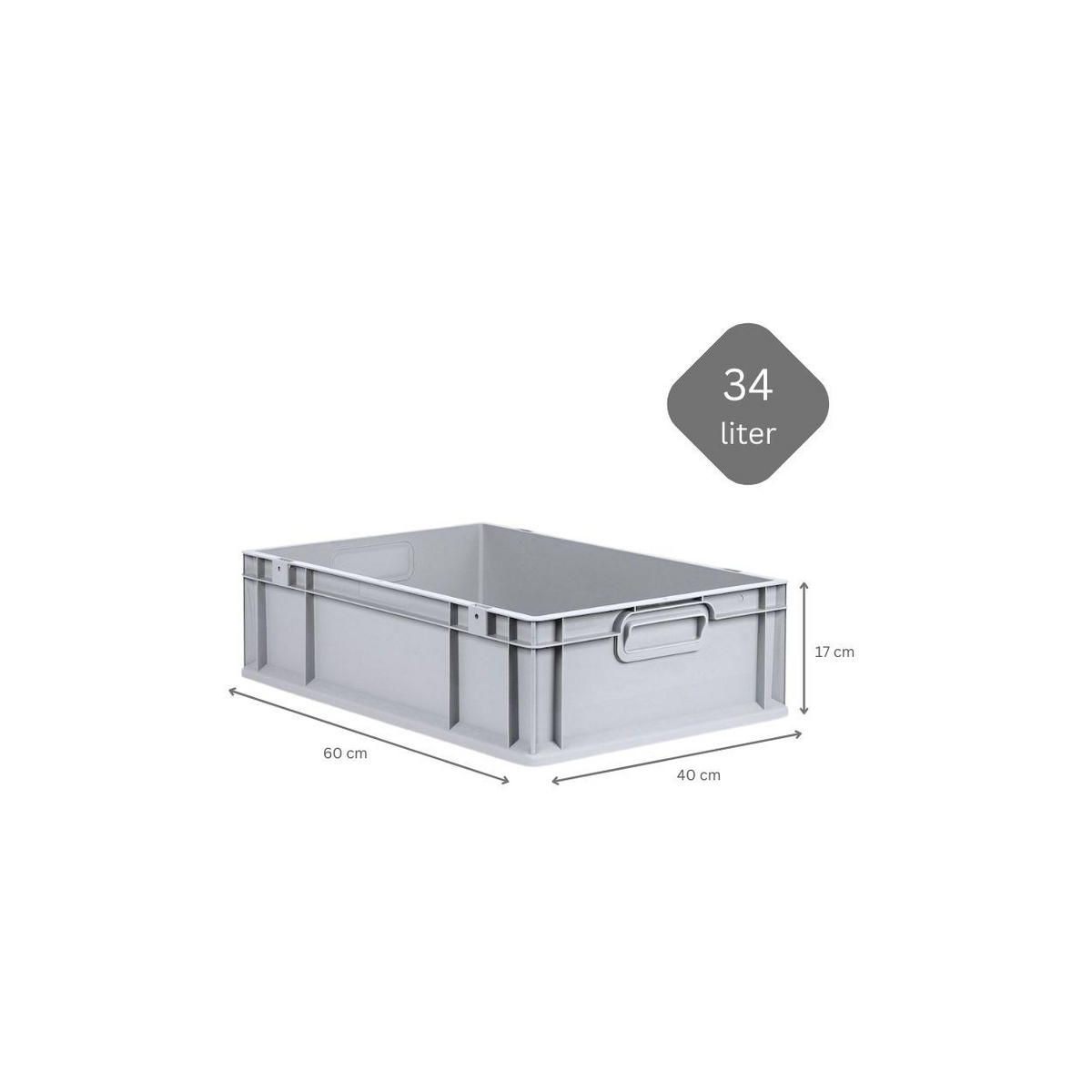 EUROBOX 5x Nextgen Economy Mit Scharnierdeckel Grau/Schwarz Griffe Geschlossen - Schwarz, Kunststoff (40/17/60cm) - PROREGAL