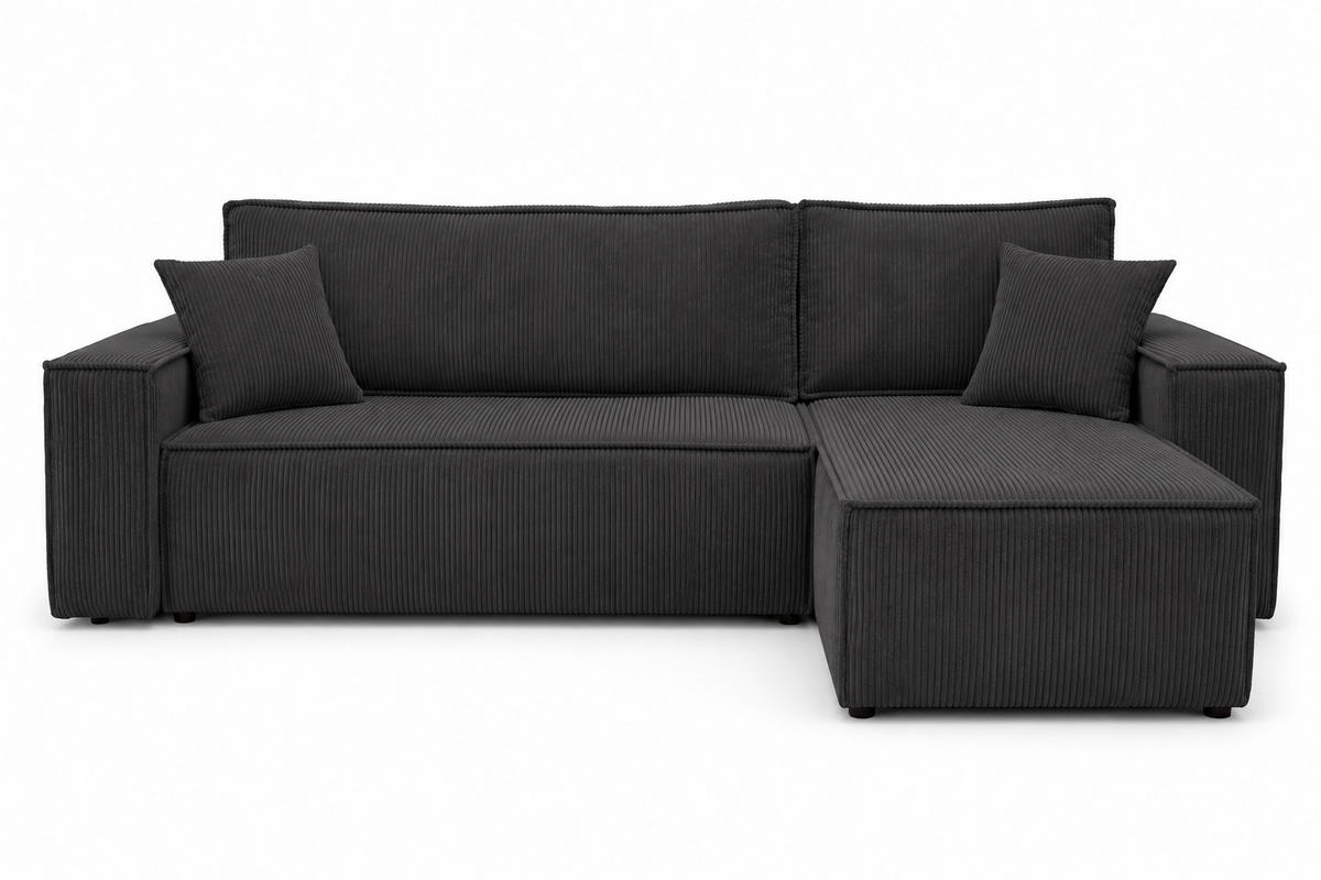 ECKSOFA KARL L mit Stauraum und Bettkasten, Graphite - Graphitfarben, Textil (244/145cm) - KS Home Concept
