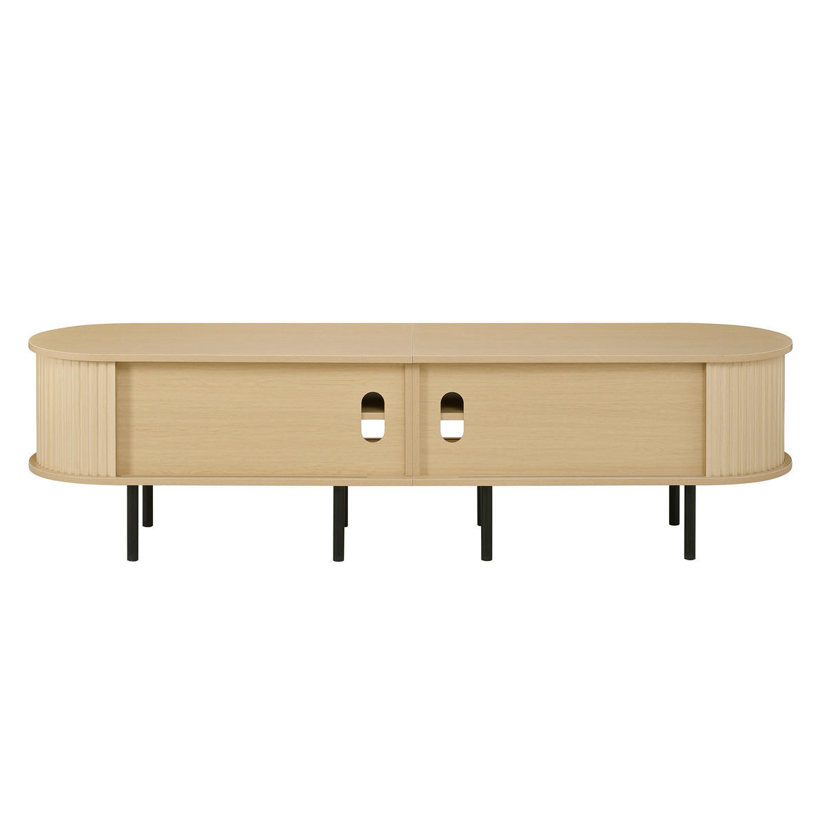 TV-SCHRANK Ellipse Schiebetüren 2 Fächer Metallfüße modern - Naturfarben, Holzwerkstoff (40/46/170cm) - FLIEKS