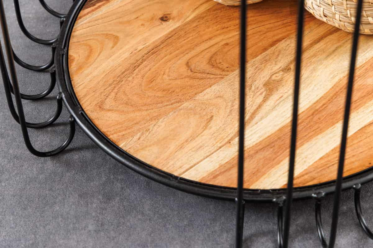 BEISTELLTISCH TRUE ELEMENTS Akazie Natur 50cm - Schwarz/Braun, Holz/Metall (46/46/49cm) - riess-ambiente