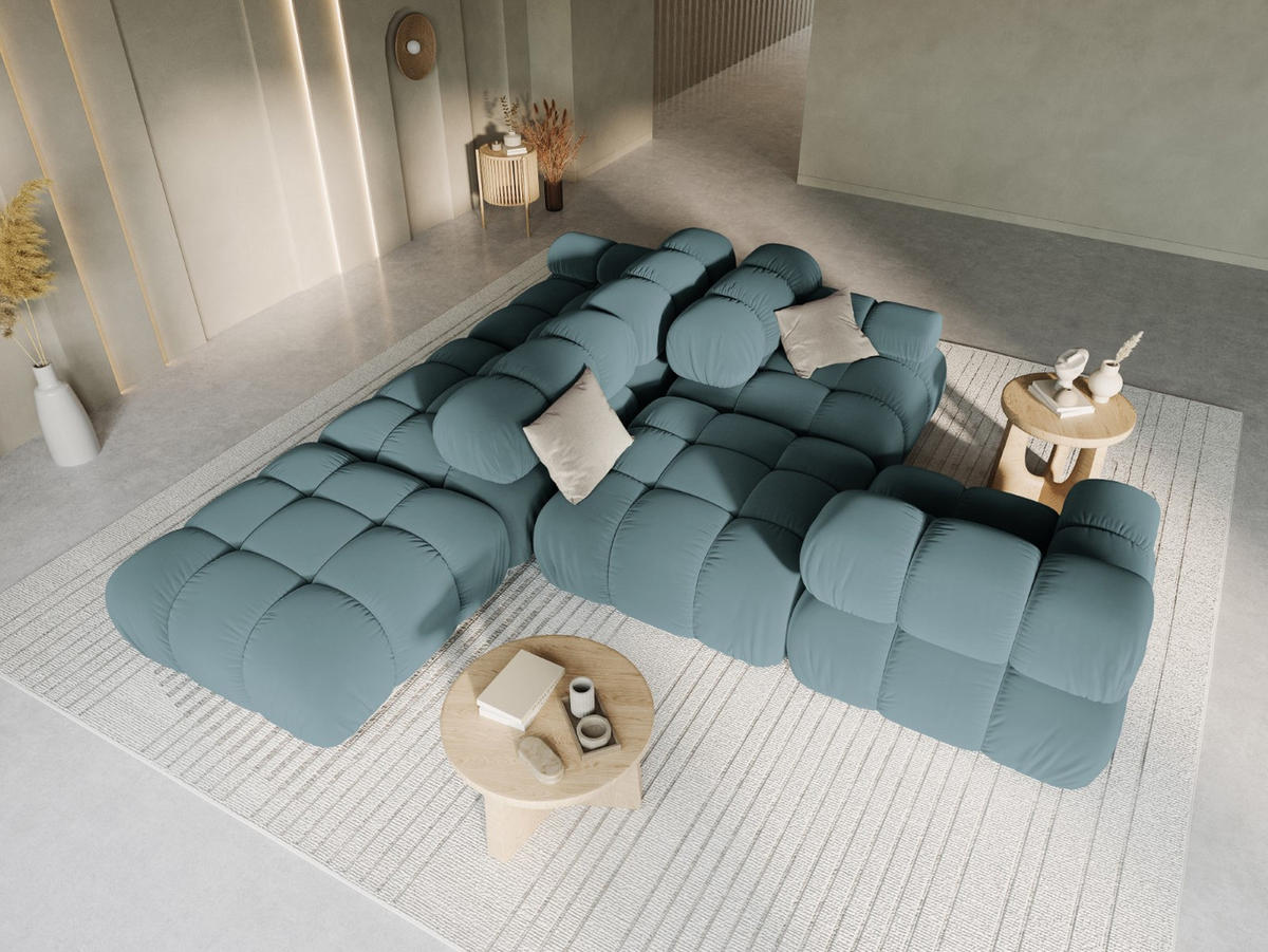 MODULARES-SOFA rechts Bellis aus Samt petrol 4 Sitzplätze - Petrol, Textil (94/63/282cm) - Micadoni