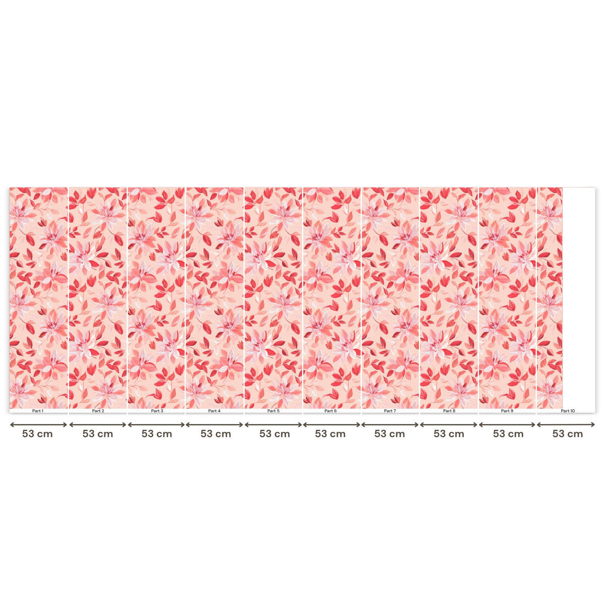TAPETE - Botanisch - Blumen - Rot - 500x200 cm - Koralle, Papier (500/200cm) - OnlyWow