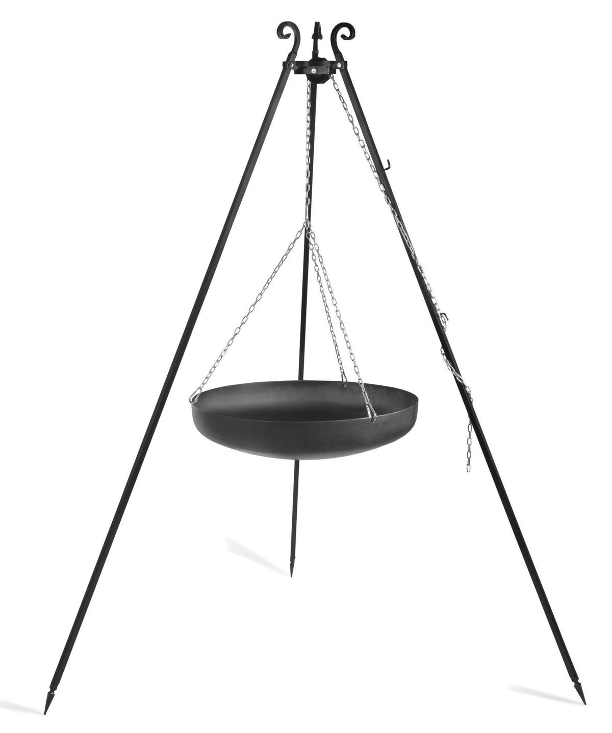 DREIBEIN mit Wok, 180 cm Höhe, Rohstahl, Wok 60 cm Durchmesser - Schwarz, Metall (60/60cm) - Cook King