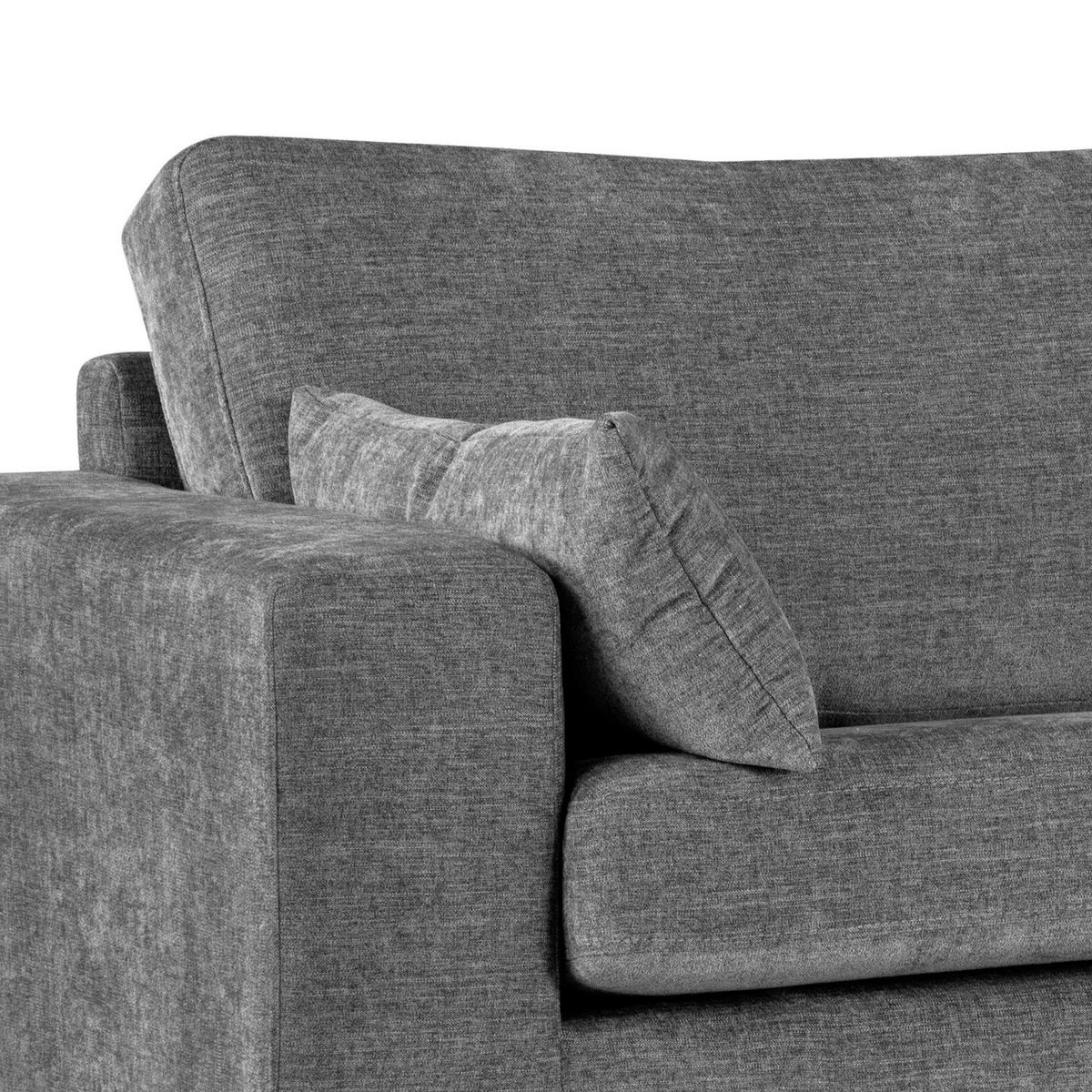 ECKSOFA mit Ottomane - Dunkelgrau/Buchefarben, Buchenholz/Textil (287/219cm) - home24